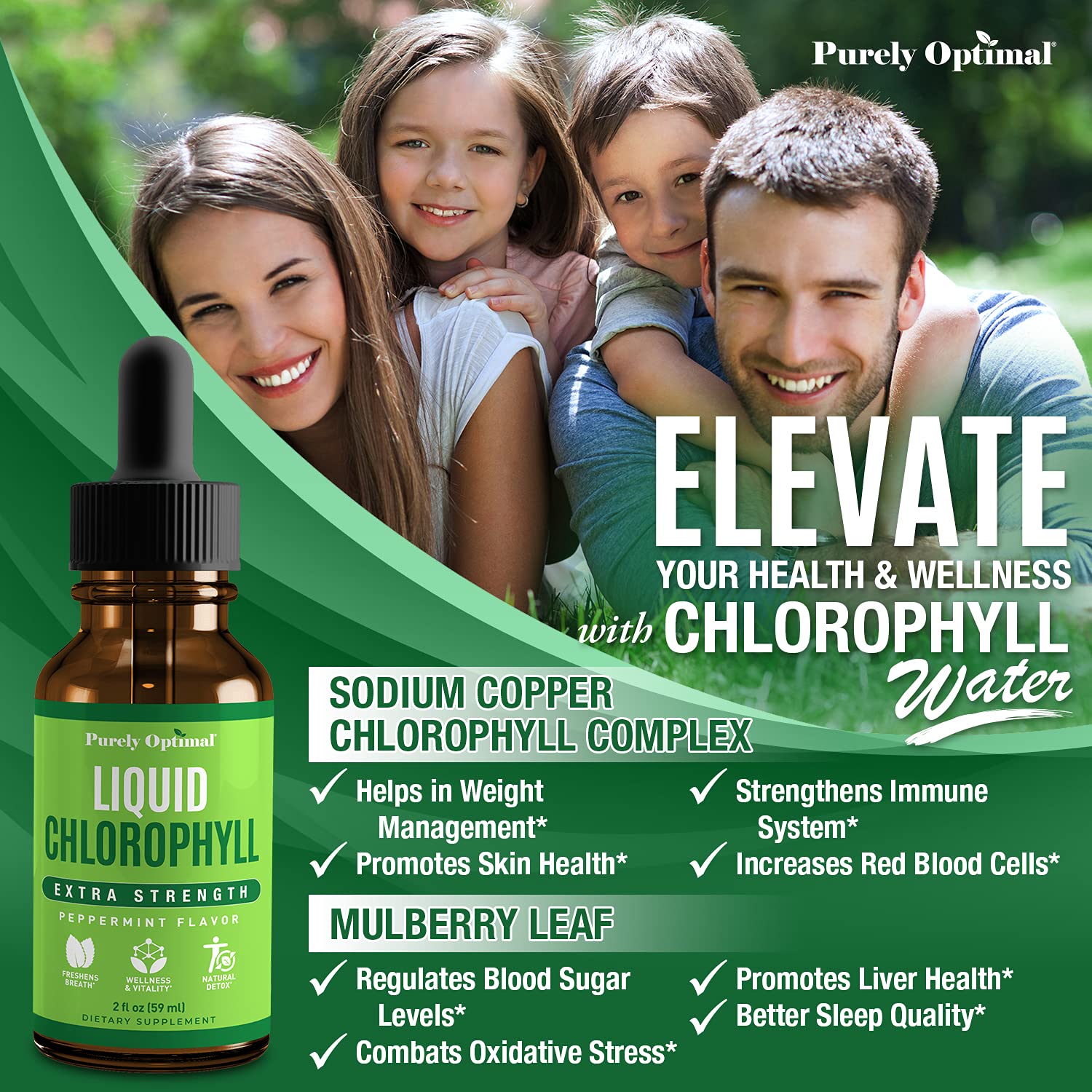 Premium Chlorophyll Liquid Drops - 100% Natural & Gluten Free Liquid Chlorophyll Purely Optimal Au supplements