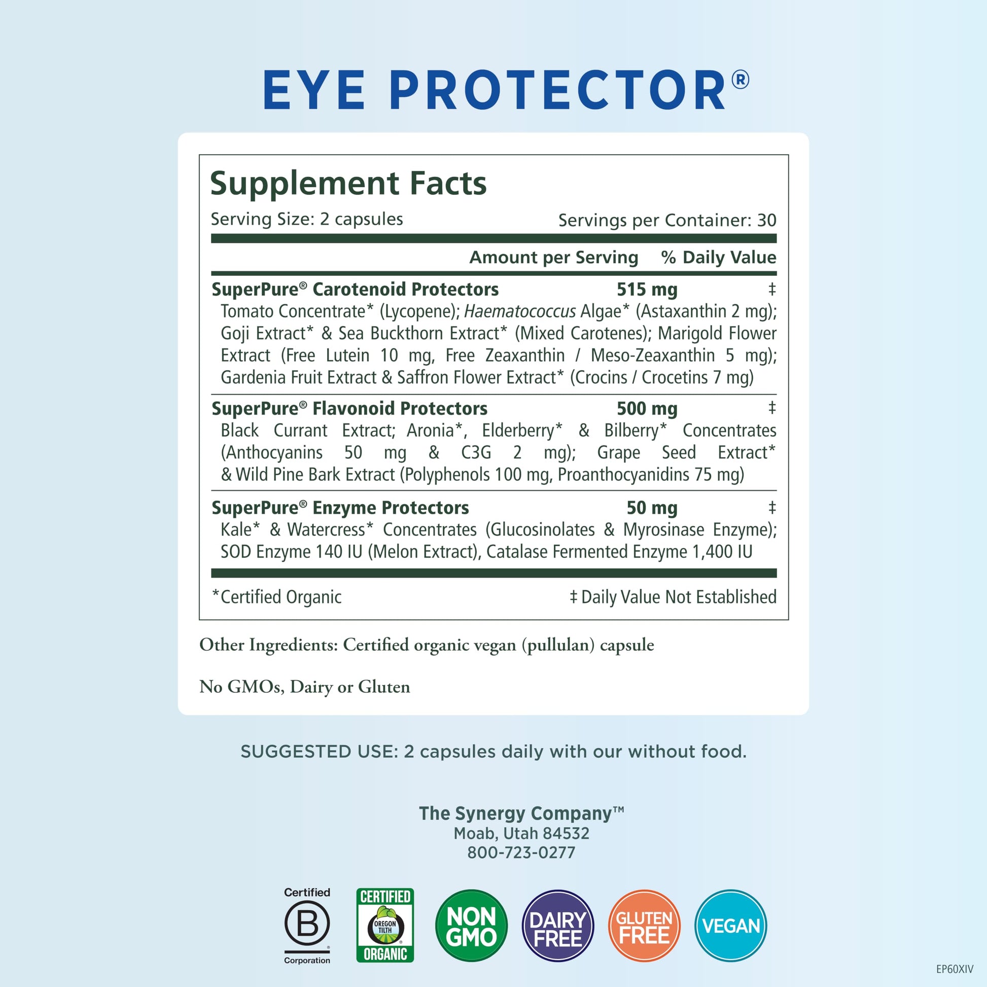 PURE SYNERGY Eye Protector | 100% Natural, Vegan Eye Health Supple PURE SYNERGY Au supplements