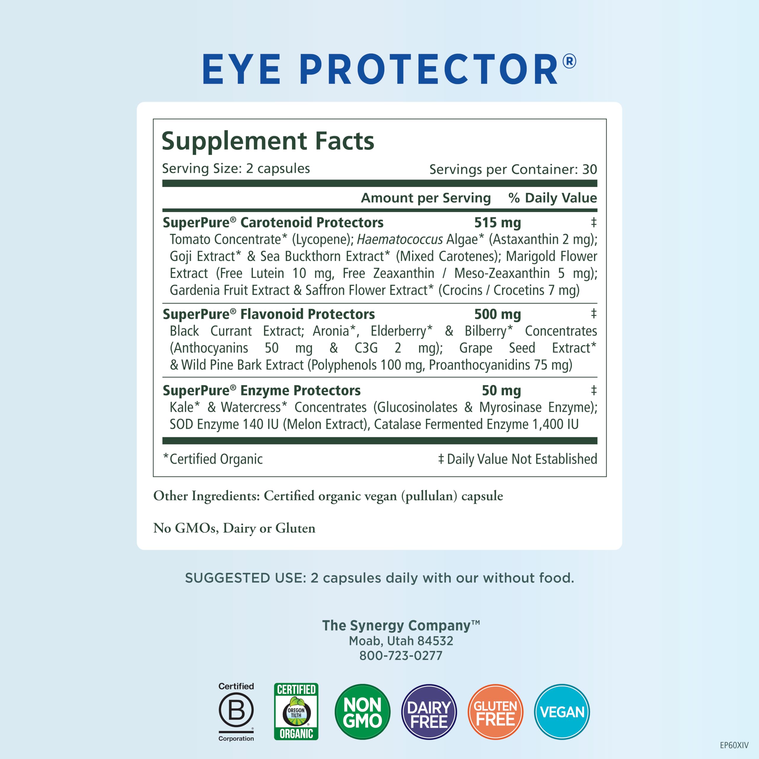 PURE SYNERGY Eye Protector | 100% Natural, Vegan Eye Health Supple PURE SYNERGY Au supplements