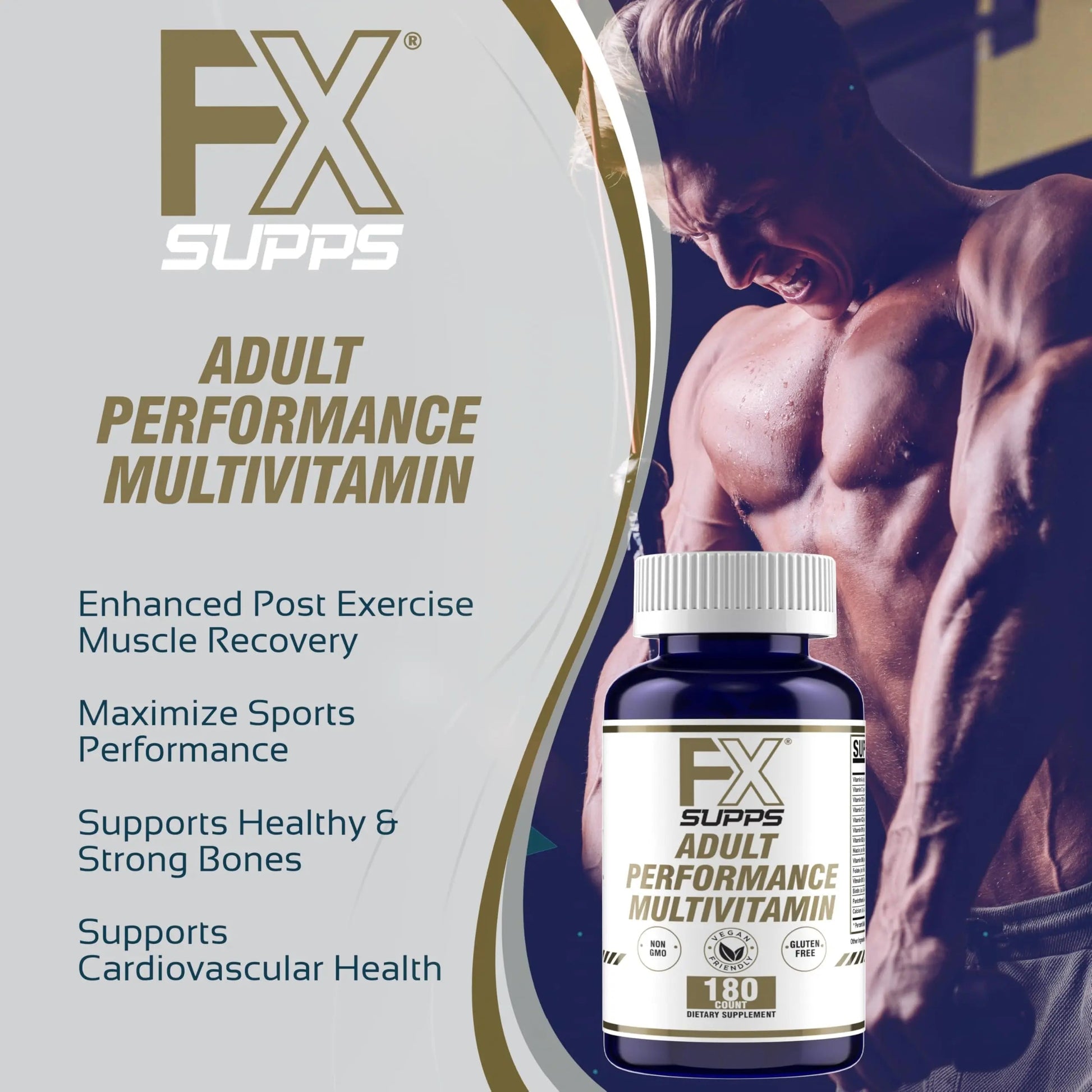 FXSUPPS Performance Multi-Vitamin with Amino Acids, Beta-Alanine and L-Carnitine, Enhanced Performance and Recovery, 180 Tablets FXSUPPS Au supplements