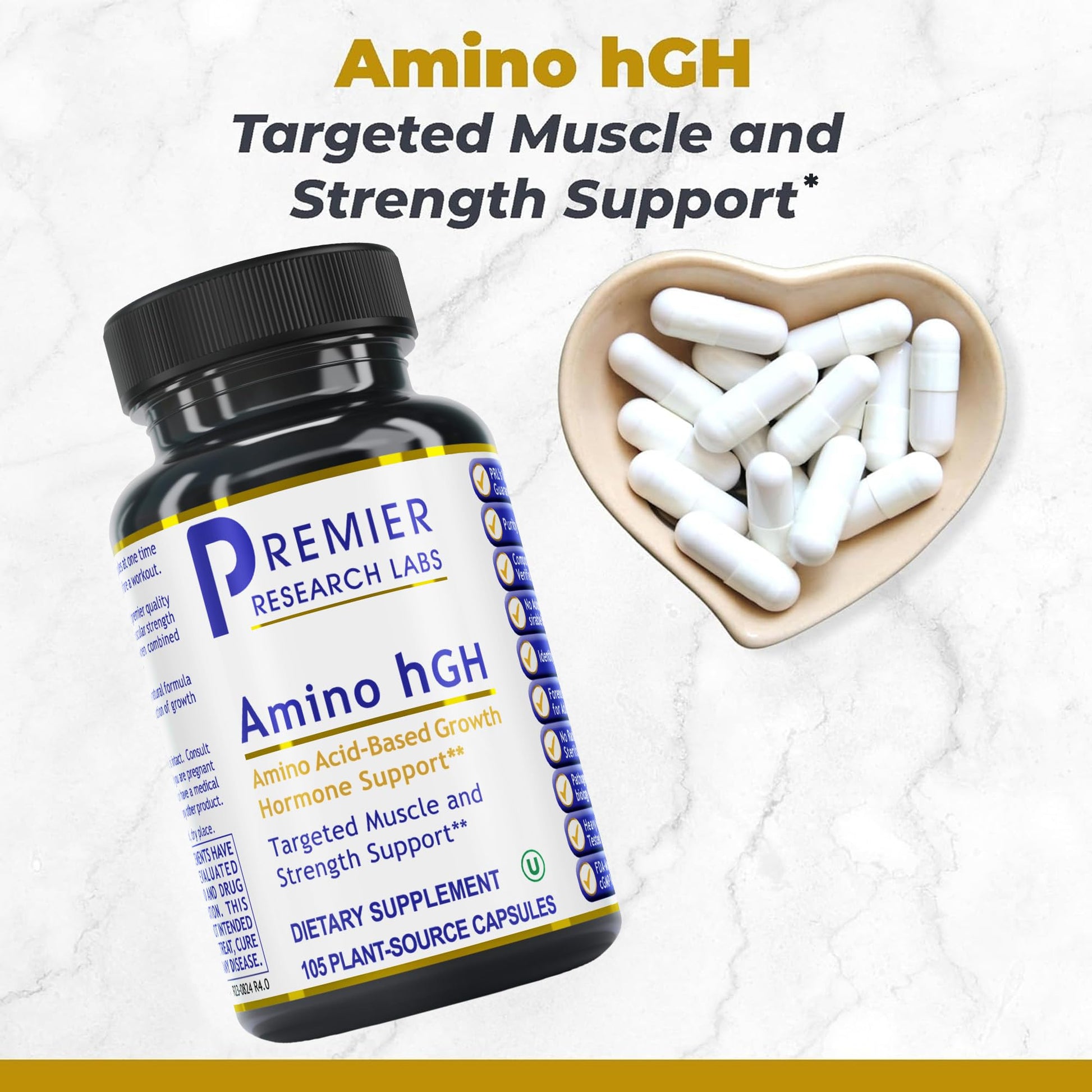 Premier Research Labs Amino HGH - HGH Supplements for Men, HGH Supplements for Women, Amino Acids, L-Arginine, L-Lysine, HGH Enhancer, Support Human Growth Hormone and Muscle Growth - 105 Capsules Premier Research Labs Au supplements
