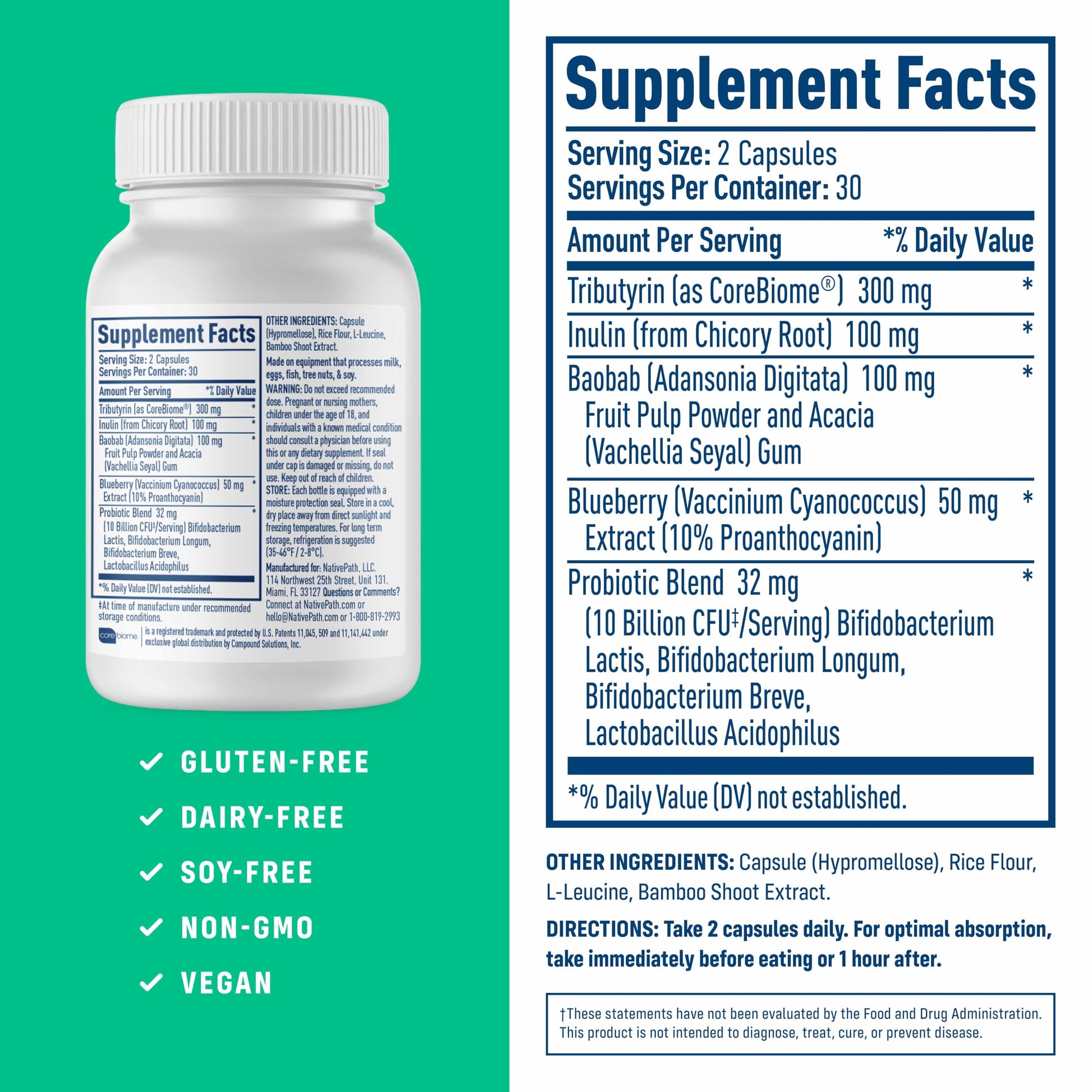 NativePath Complete Synbiotic - Pre, Pro & Postbiotic 3-in-1 for Gut Health & Digestive Support - 10 Billion CFU, 30 Servings NativePath Au supplements