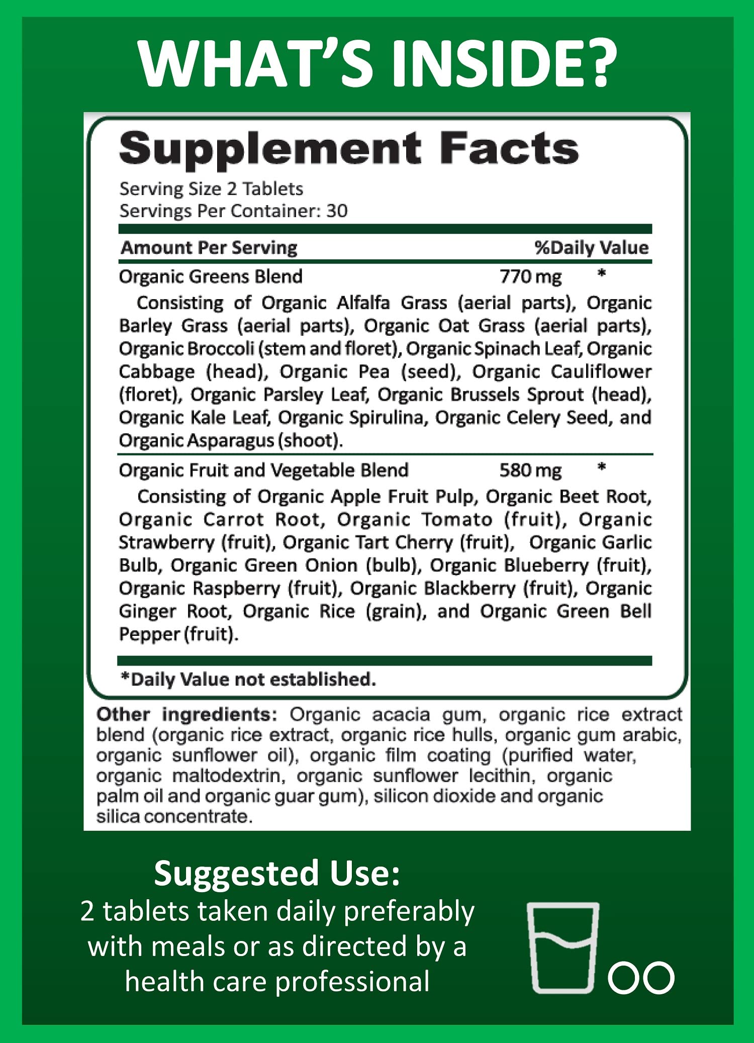 Potent Garden Organic Superfood Greens, Fruit and Veggies Supplement Rich in Vitamins & Antioxidants with Alfalfa, Beet Root & Tart Cherry to Boost Energy, Immunity & Gut Health, Greens Tablets 60 Ct Potent Garden Au supplements