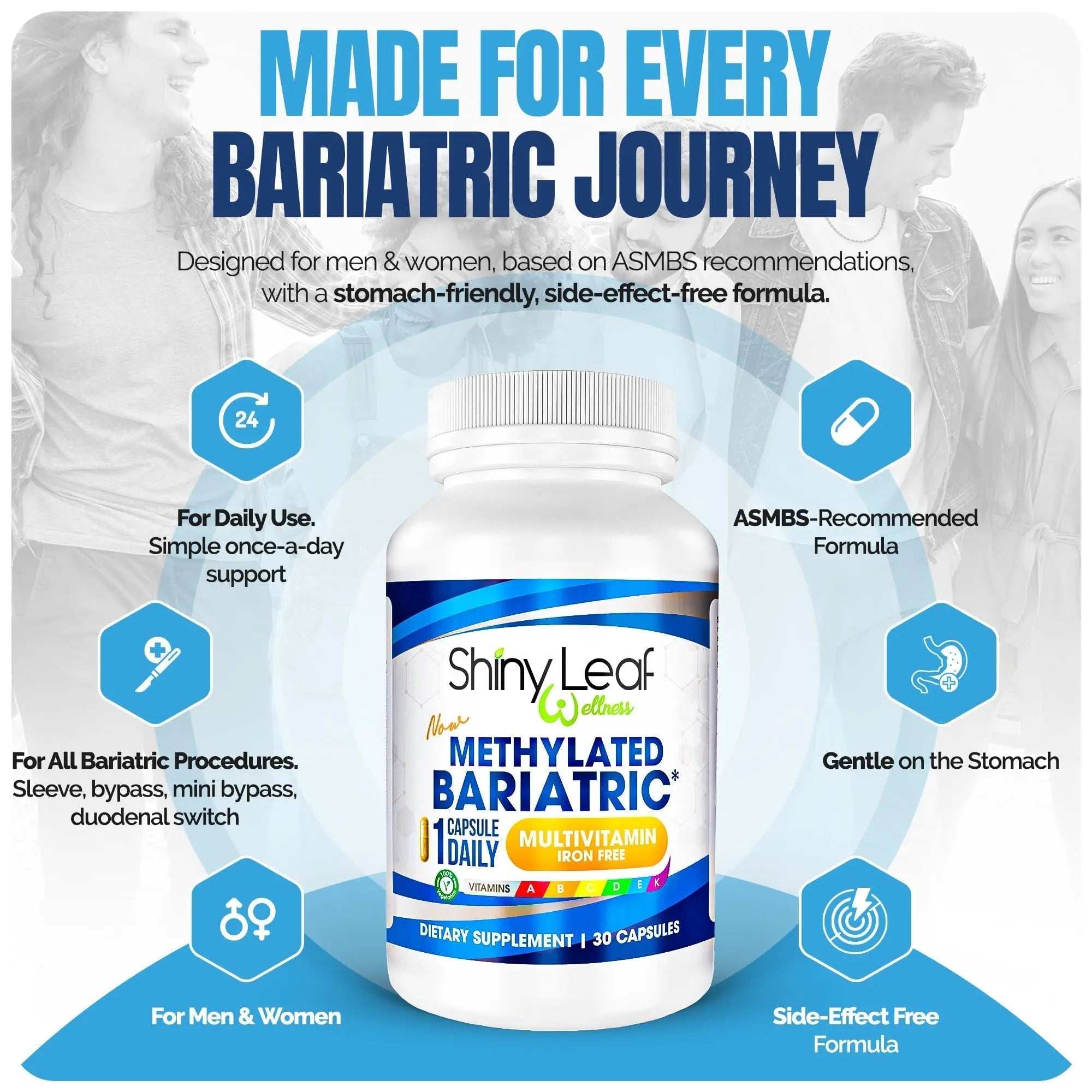 Shiny Leaf Methylated Bariatric Multivitamin Without Iron – Vitamins for Gastric Bypass & Sleeve, 1 Daily Capsule W Methylated Folate Shiny Leaf Au supplements
