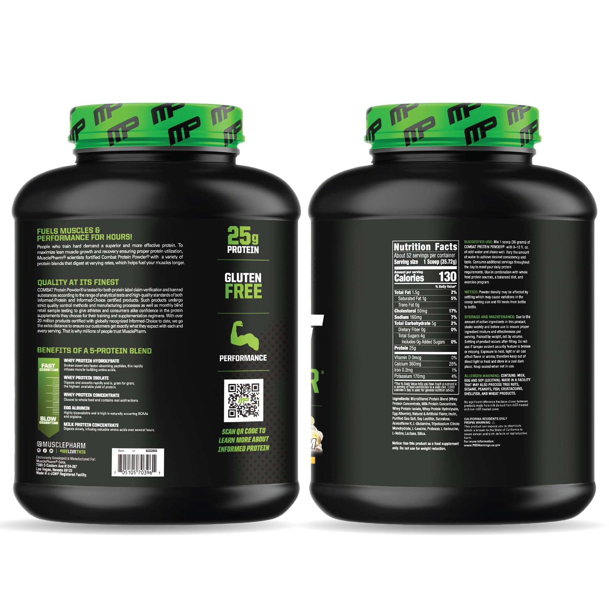 MusclePharm Combat Protein Powder, Banana Cream - 4 lb - Gluten Free - 52 Servings Muscle Pharm Au supplements