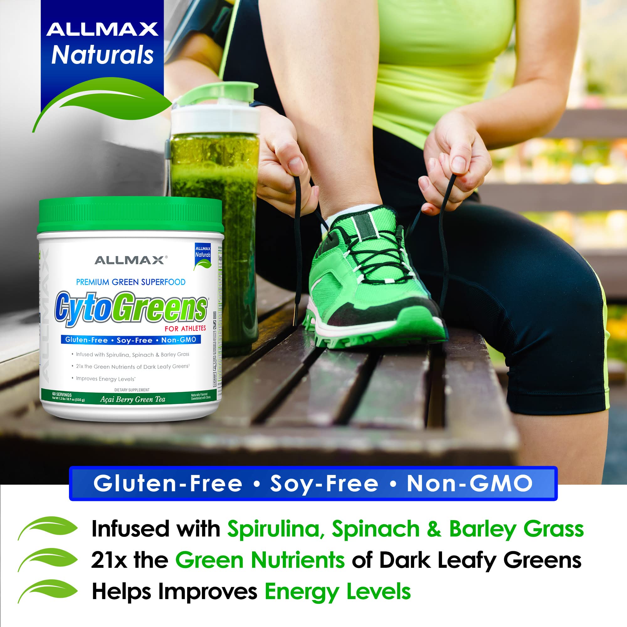 ALLMAX Naturals CytoGreens Super Greens Powder, Premium Green Superfood with Greens, Superfoods, Daily Greens Supplement, Acai Berry Green Tea, 14 Servings ALLMAX Au supplements