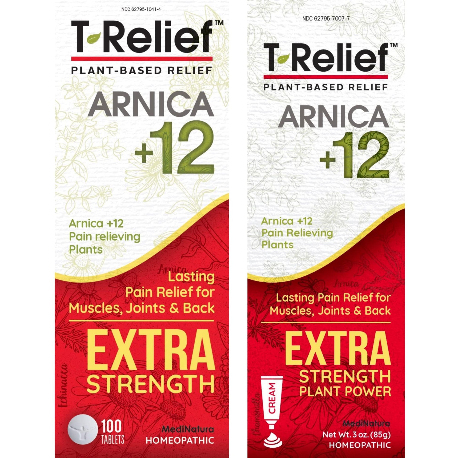 MediNatura T-Relief Extra Strength Pain Relief Arnica +12 Plant-Based Pain Relievers 100ct Tablets T-Relief Extra Strength Pain Relief 3oz Cream Bundle MediNatura Au supplements