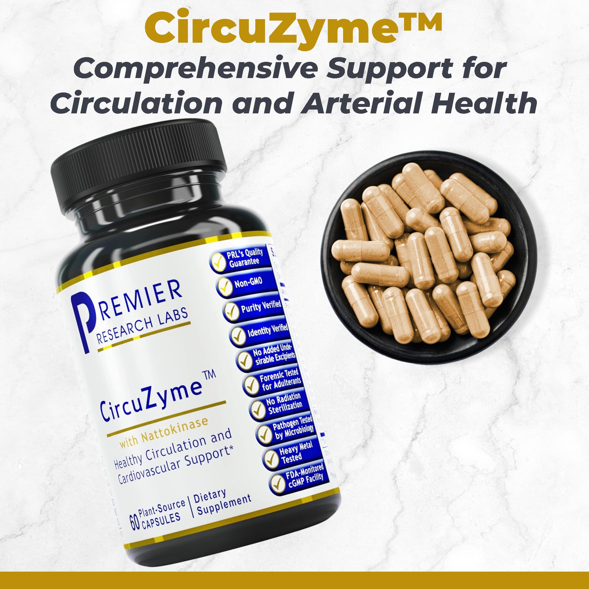 Premier Research Labs CircuZyme - Blood Circulation Supplements Supporting Blood Flow & Vascular Support Featuring Diosmin, Cayenne & Nattokinase, for Men and Women - 60 Vegetarian Capsules Premier Research Labs Au supplements
