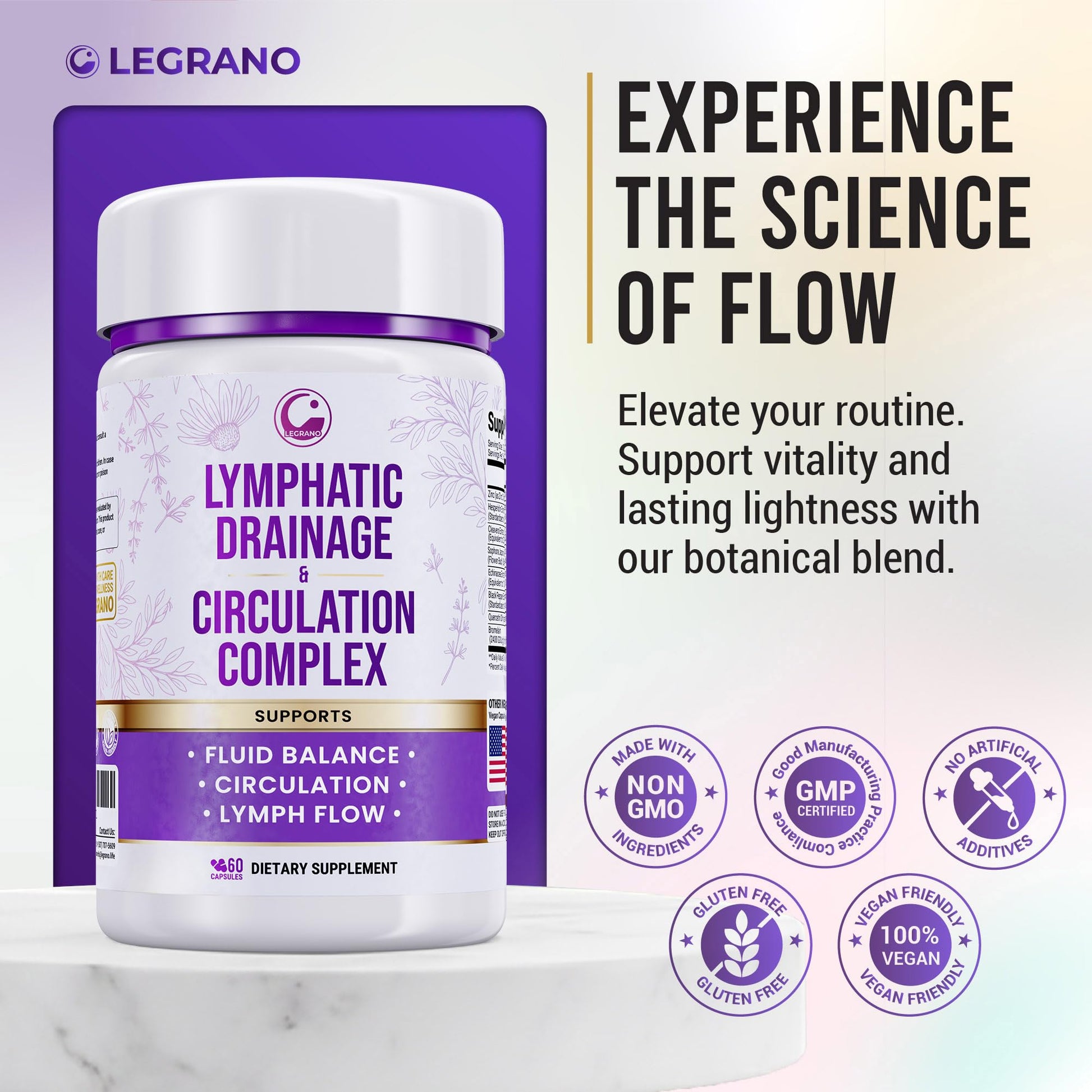 Advanced Lymphatic Drainage Supplements – Lymphatic Cleanse & Lymph System Support with Hesperidin, Rutin, Quercetin with Bromelain – Herbal Lymphatic Support Formula – 60 Capsules LEGRANO Au supplements
