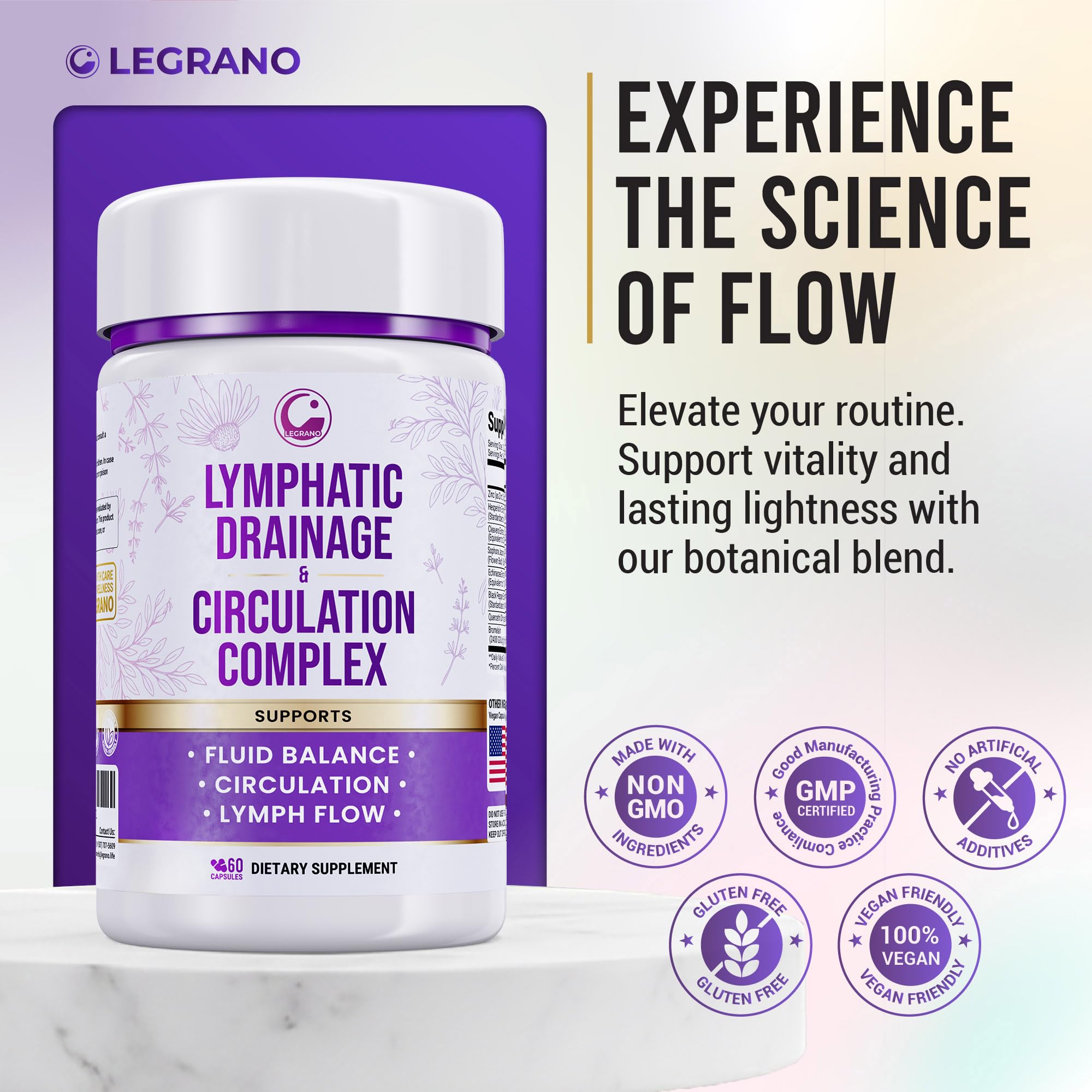 Advanced Lymphatic Drainage Supplements – Lymphatic Cleanse & Lymph System Support with Hesperidin, Rutin, Quercetin with Bromelain – Herbal Lymphatic Support Formula – 60 Capsules LEGRANO Au supplements