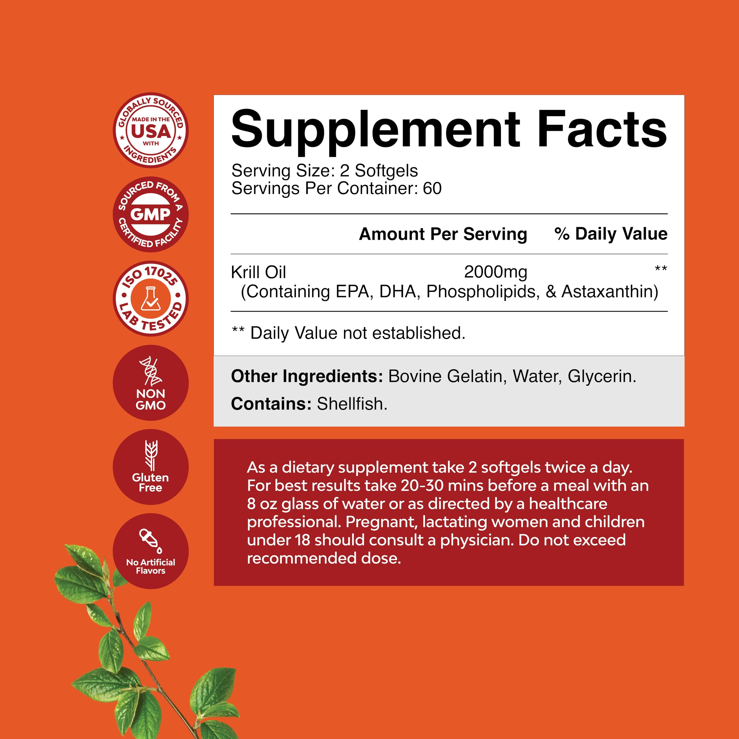 Antarctic Krill Oil 2000mg Softgels Per Serving - Omega 3 Krill Oil Supplement Natures Craft Au supplements