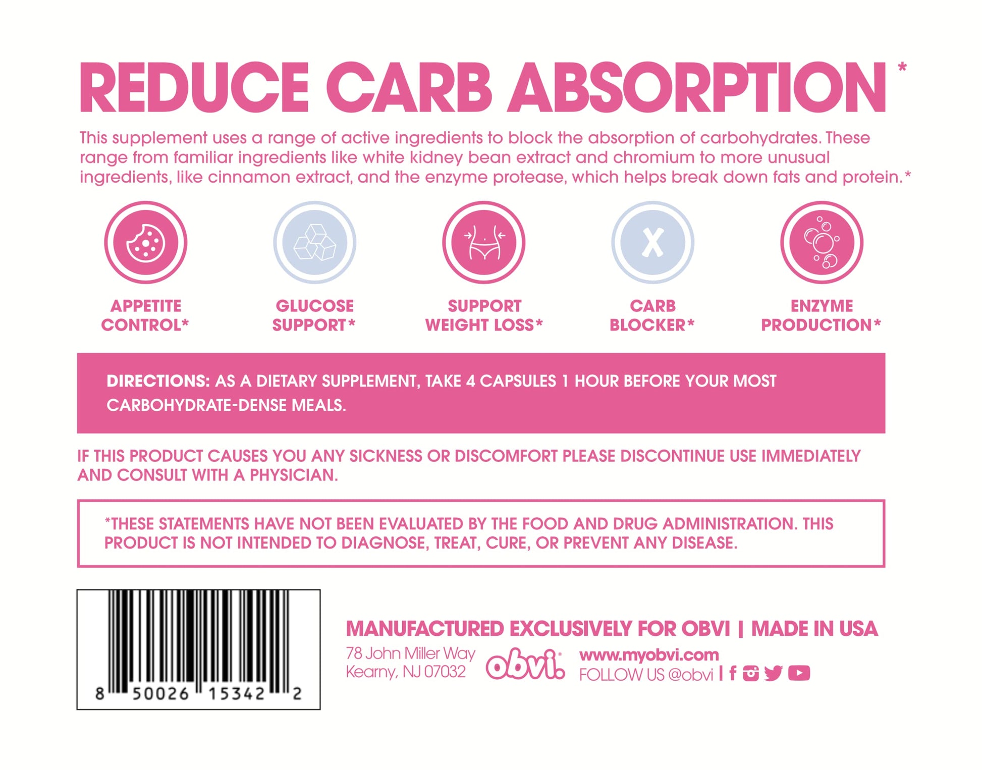 Obvi Guilt Free Carb Blocker, Block Carb Absorption, Support Weight Loss, Healthier Nails Obvi Au supplements