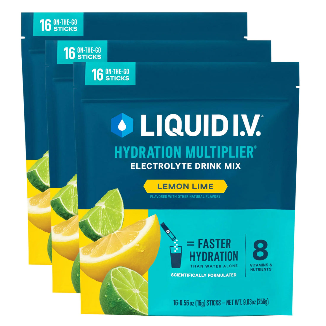 Liquid I.V.® Hydration Multiplier - Lemon Lime | Electrolyte Powder Drink Mix | 3 Pack (48 Servings) Liquid I.V. Au supplements