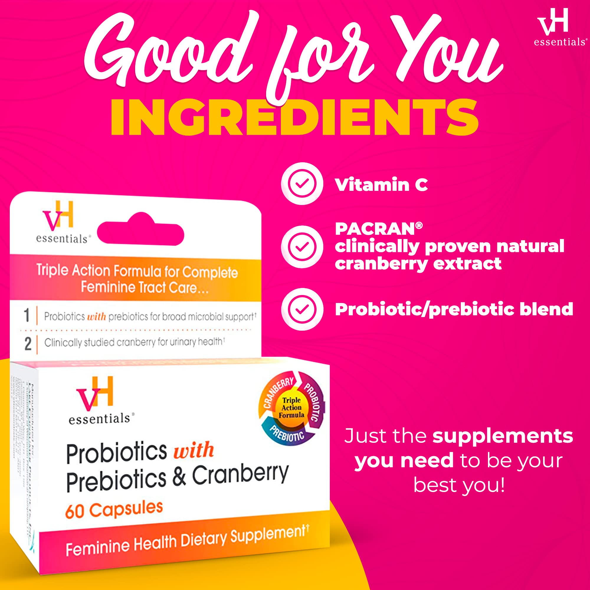 vH essentials Probiotics with Prebiotics and Cranberry Feminine Health vH essentials Au supplements