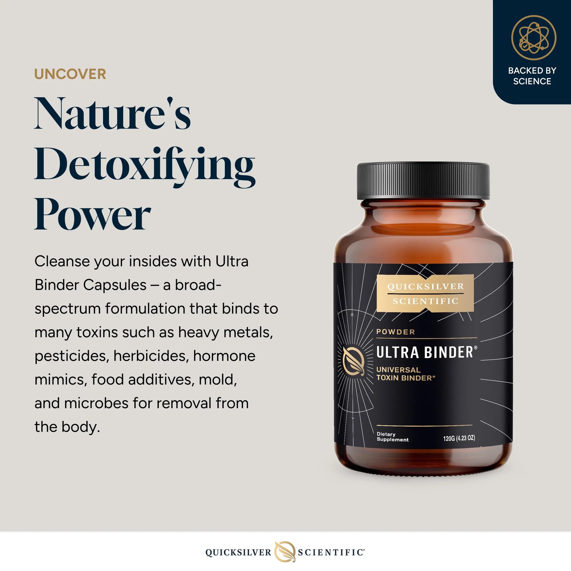 Quicksilver Scientific Ultra Binder Powder - Multi Binder with Bentonite Clay, Zeolite Detox & Charcoal - Supplement for Gut Support & The Body's Toxin Removal Process (120g) Quicksilver Scientific Au supplements
