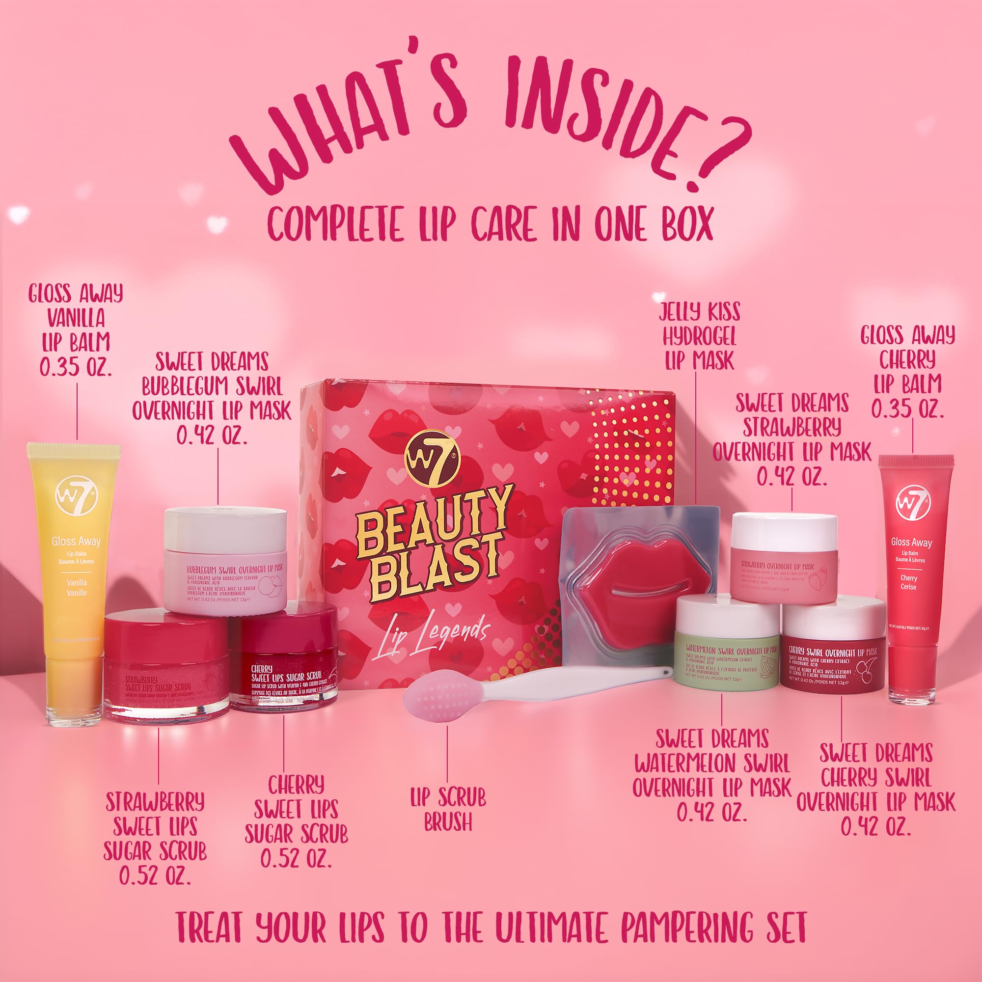 W7 Beauty Blast Lip Legends Sweet Dreams Lip Care Set - Lip Masks, Scrubs, Balms and More – Exclusive W7 Sweet Dreams Flavors Included W7 Au supplements