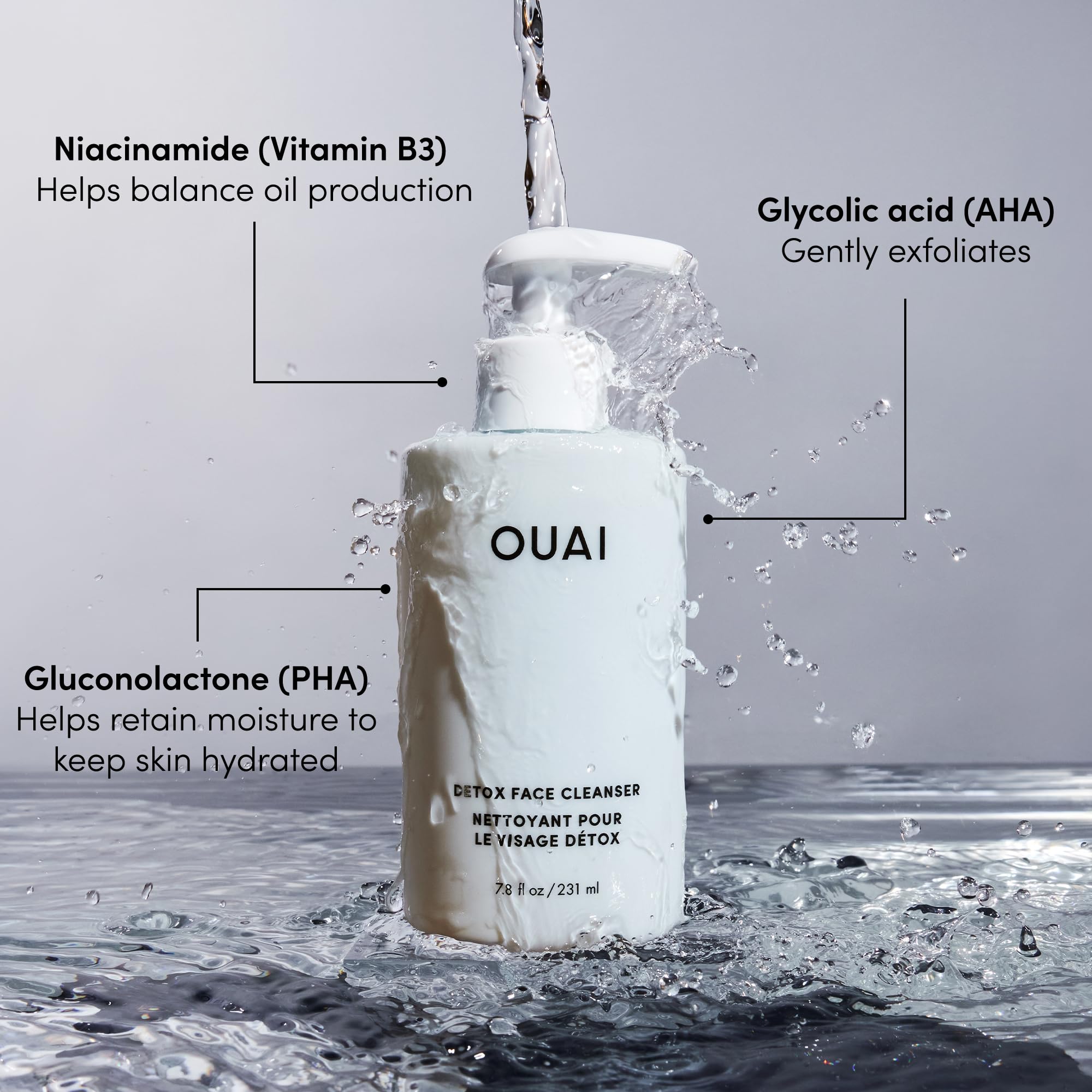 OUAI Detox Shower Routine Bundle - Gentle Detox Face Cleanser (7.8 Oz) and Clarifying Shampoo with Apple Cider Vinegar (10 Oz) - Removes Dirt, Oil, Product, Makeup, and Sunscreen - 2-Piece Bundle OUAI Au supplements