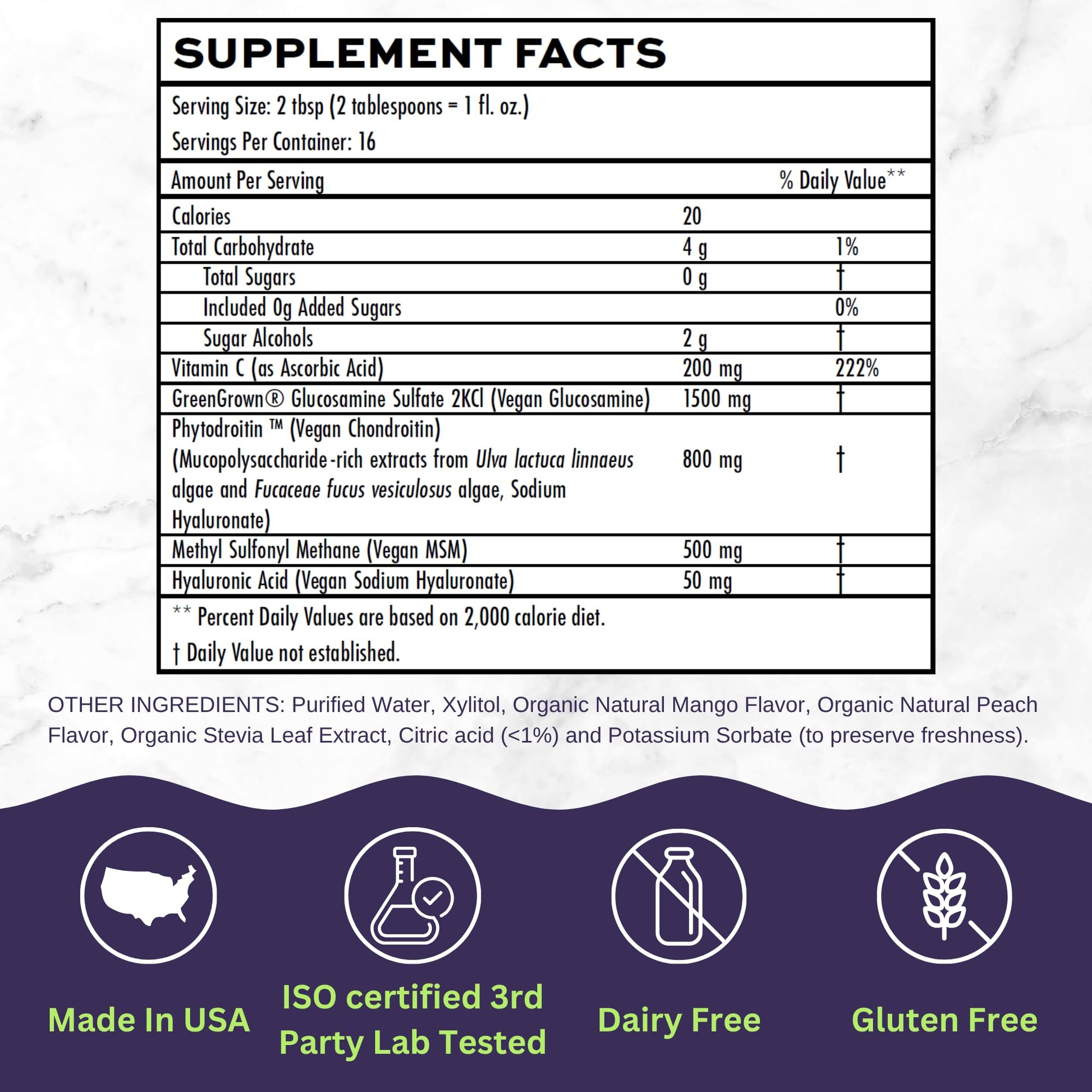 Joint Nourish – 100% Vegan Liquid Joint Supplement | Vegan Glucosamine, Chondroitin, MSM, Hyaluronic Acid & Vitamin C | Mango-Peach | Supports Joint Mobility, Cartilage & Skin | Sugar-Free,16 Servings Vitaminally Au supplements