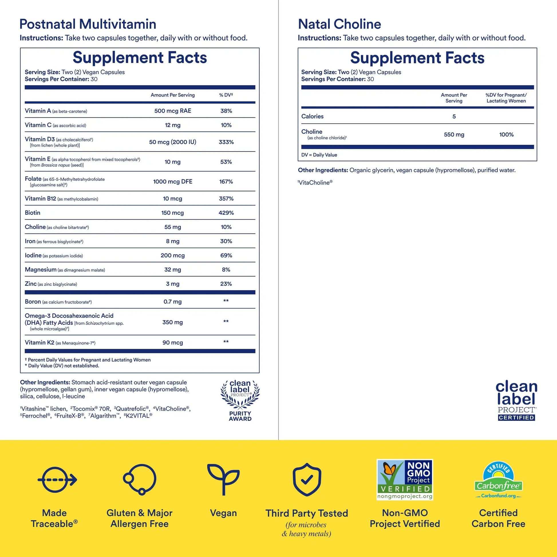 Ritual Postnatal Mom-to-Baby Set, Postpartum Multivitamin and Natal Choline Supplements, Supports Lactation, Immune Function, and Baby's Cognitive Function Ritual Au supplements