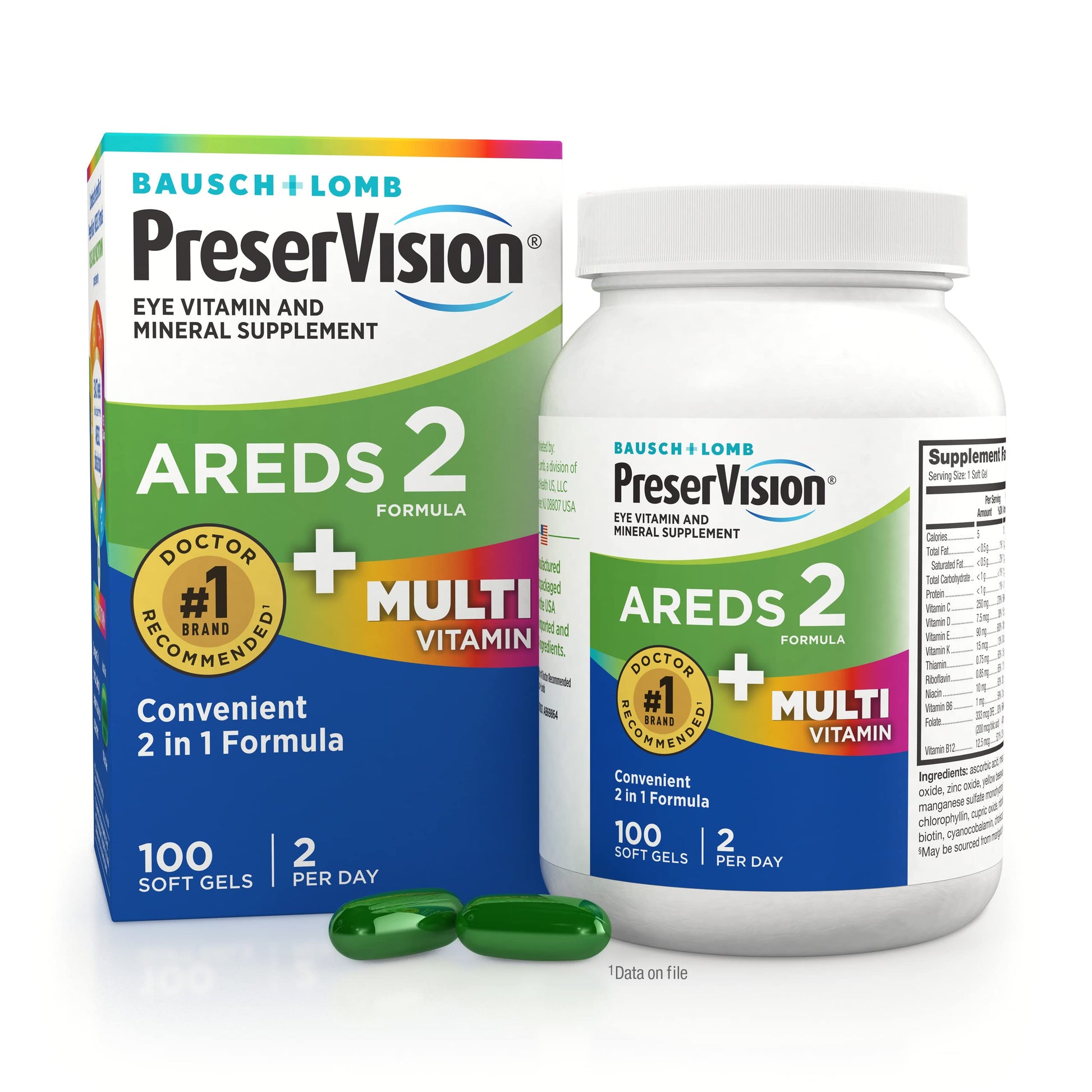PreserVision AREDS 2 + Multivitamin, #1 Eye Doctor Recommended Brand, 2-in-1 Eye Vitamin with Lutein, Zeaxanthin, Zinc, and Vitamin C, D & E, 100 Softgels PreserVision Au supplements