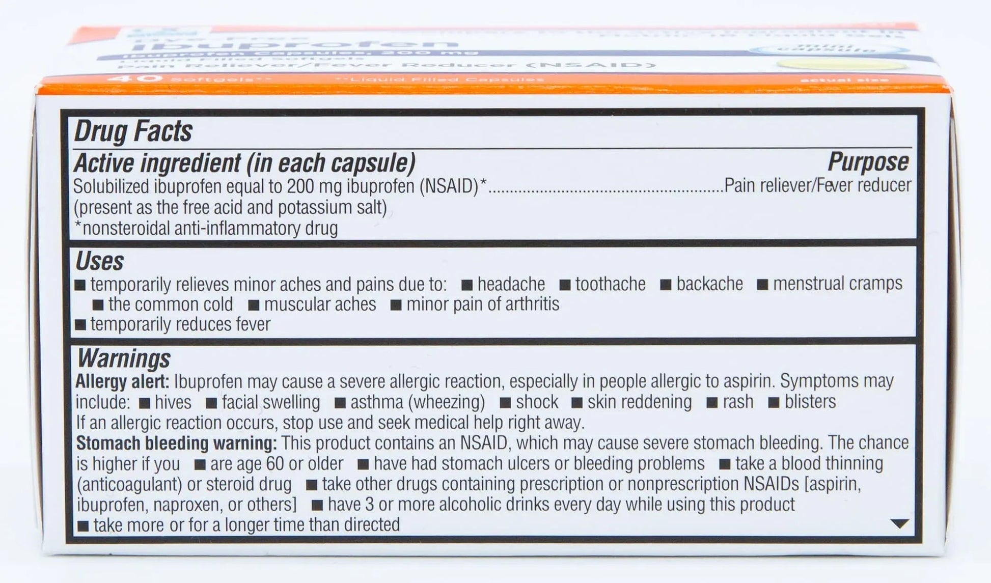 Quality Choice Ibuprofen 200 mg Liquid Gels 40 Count Easy to Swallow Pain Reliever and Fever Reducer for Headache Toothache Backache Menstrual Cramps Muscle Aches Minor and Pain Quality Choice Au supplements