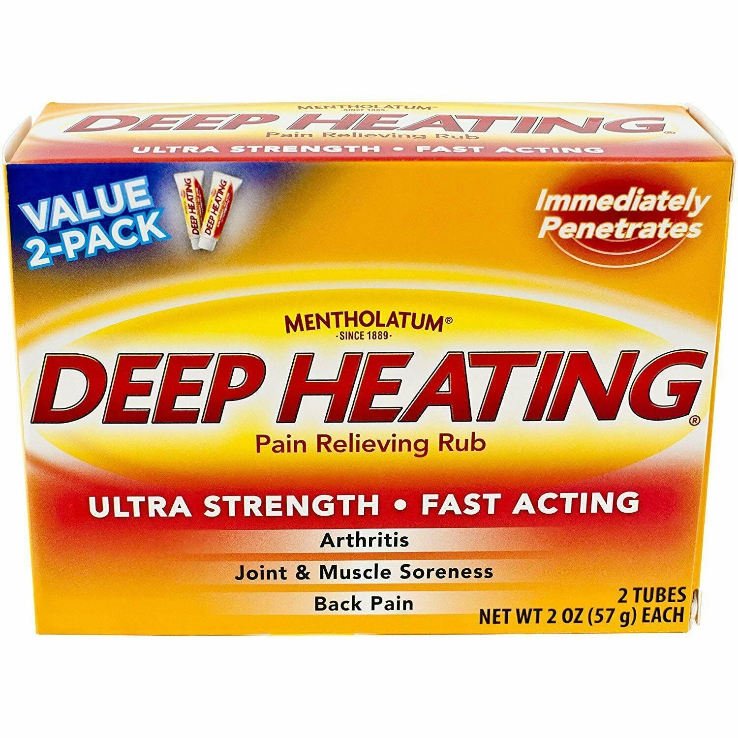 Mentholatum Deep Heating Pain Relieving Rub, Ultra Strength, 2 Tubes each, Pack of 5 Mentholatum Au supplements