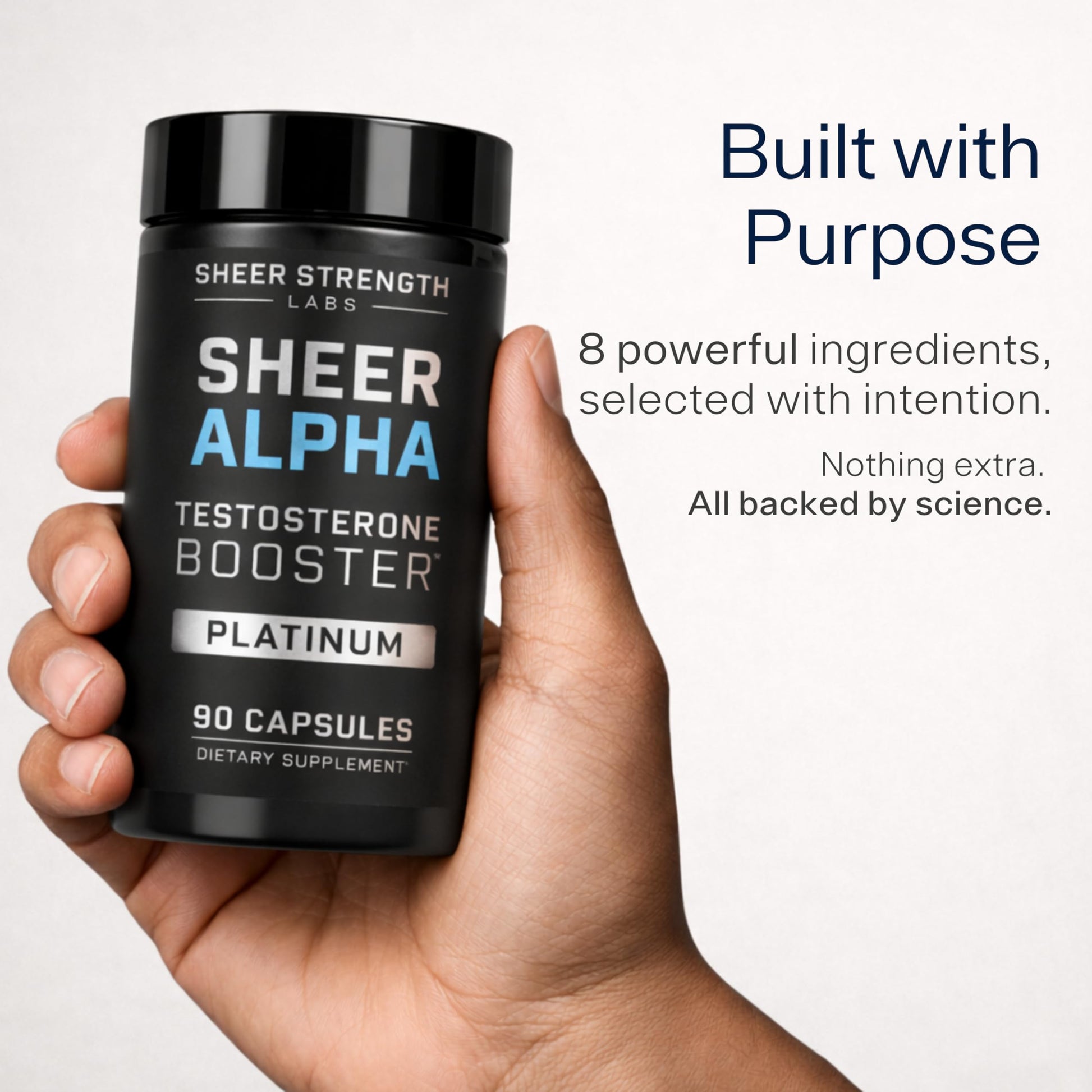 Testosterone Booster for Men - Sheer Alpha T-Booster - Clinically Backed Dose, Strongest Formula - Made in USA - Premium Blend of Fadogia Agrestis Tongkat Ali and Shilajit. 30 Servings Sheer Strength Labs Au supplements