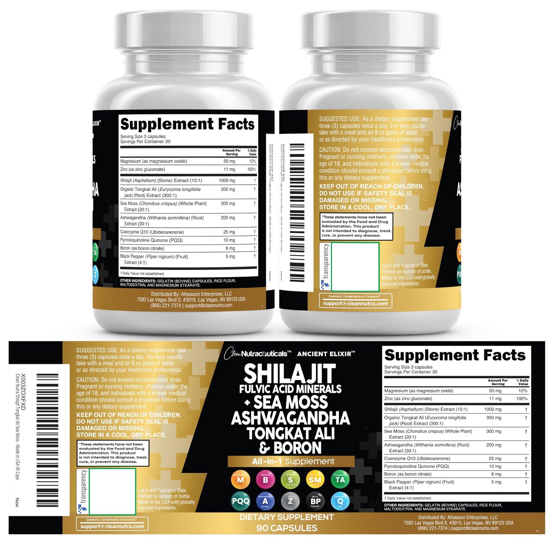 Clean Nutraceuticals Shilajit Supplement for Men with Sea Moss, Tongkat Ali, Ashwagandha, Boron, Zinc, CoQ10, PQQ - Fulvic Acid Capsules - Energy Support - 90 Count - Resin, Gummy & Powder Alternative Clean Nutraceuticals Au supplements