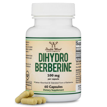 Dihydroberberine Supplement 100mg, 60 Capsules (Patented GlucoVantage Super Berberine, May be 5X More Effective Than Berberine with Less Side Effects) Third Party Tested, Vegan Safe by Double Wood Double Wood Supplements Au supplements