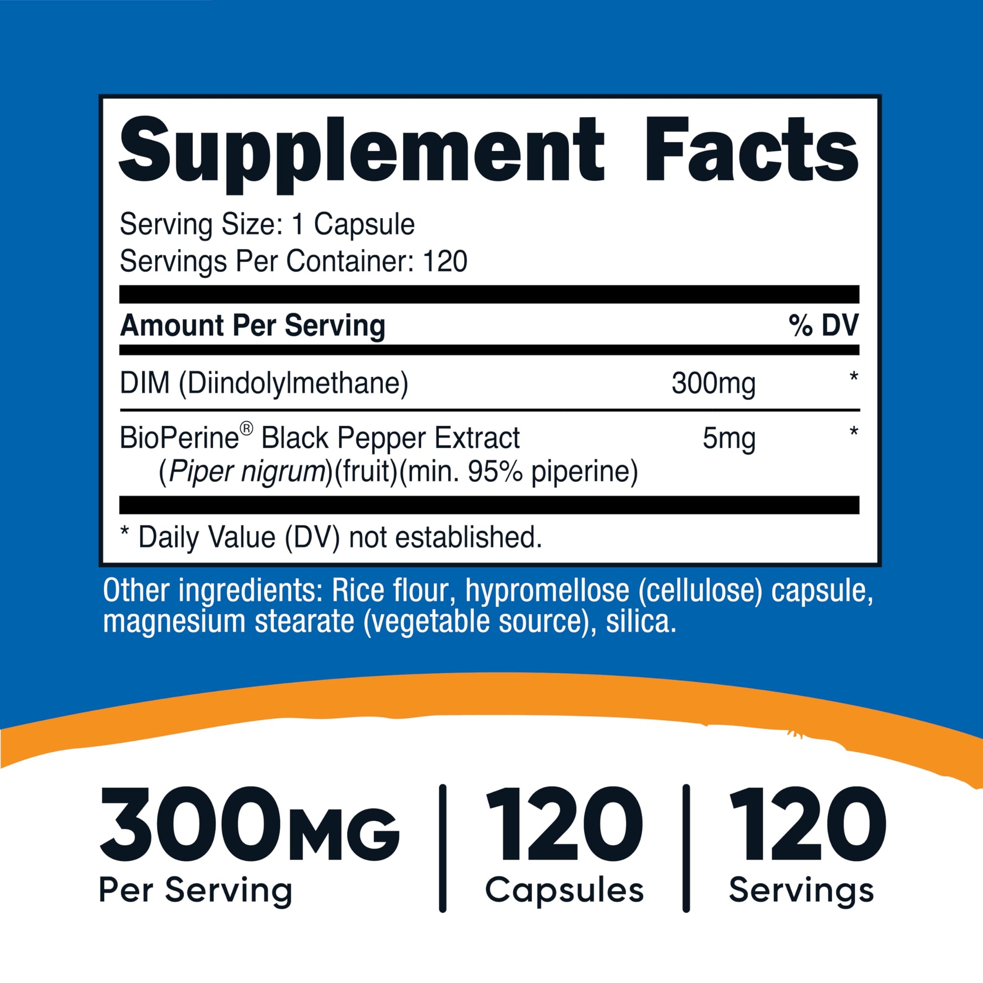 Nutricost DIM (Diindolylmethane) Plus BioPerine 300mg, 120 Vegetarian Capsules - Up to 4 Month Supply, Max Strength DIM Supplement Nutricost Au supplements