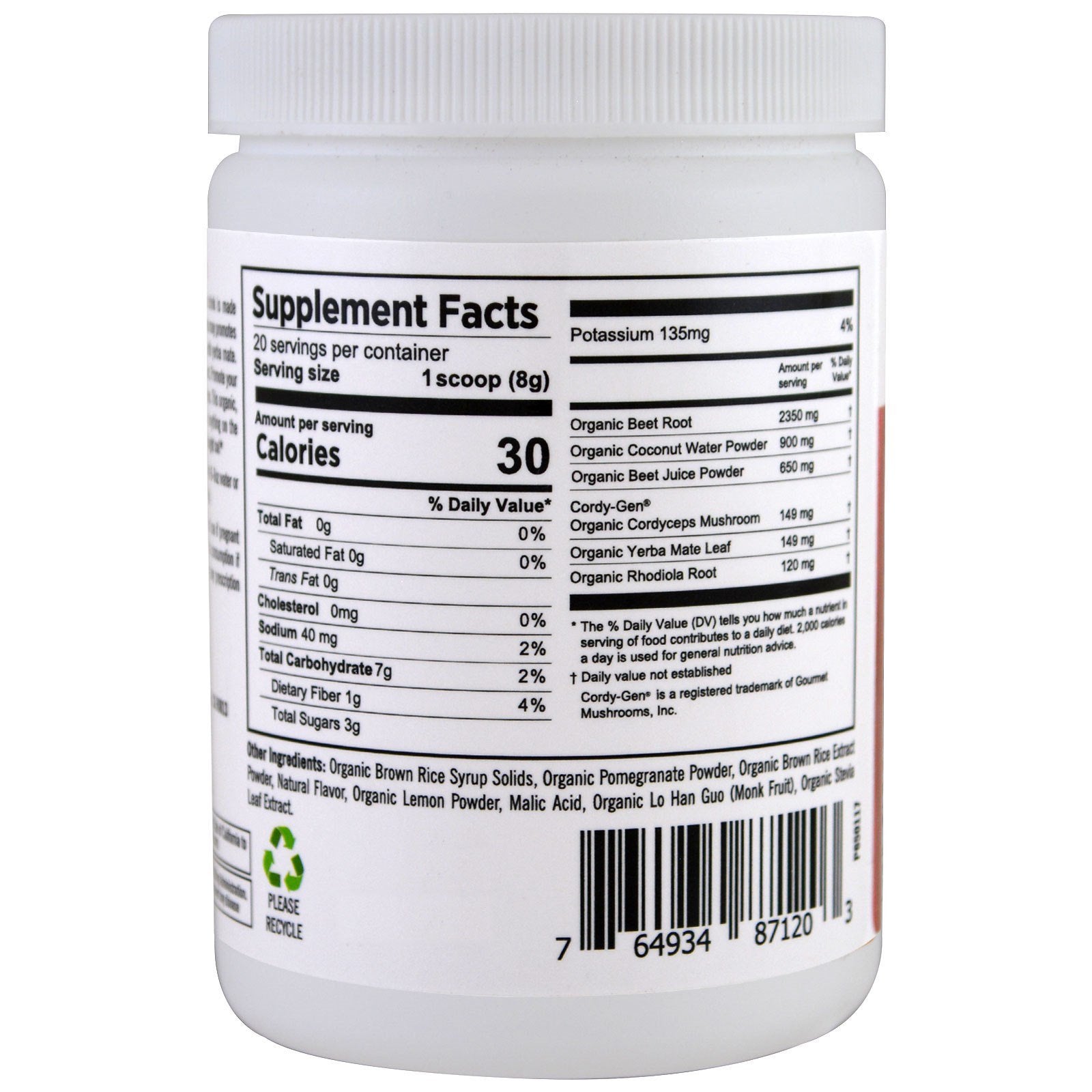 Pure Planet Organic Power Beets Preworkout Berry Burst 160 g PURE PLANET Au supplements