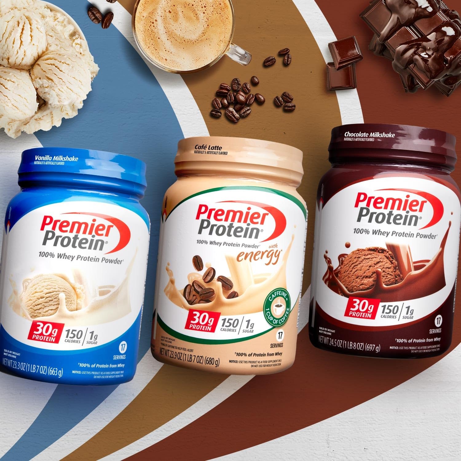 Premier Protein Powder, Cafe Latte , 30g Protein, 1g Sugar, 100% Whey Protein Premier Protein Au supplements