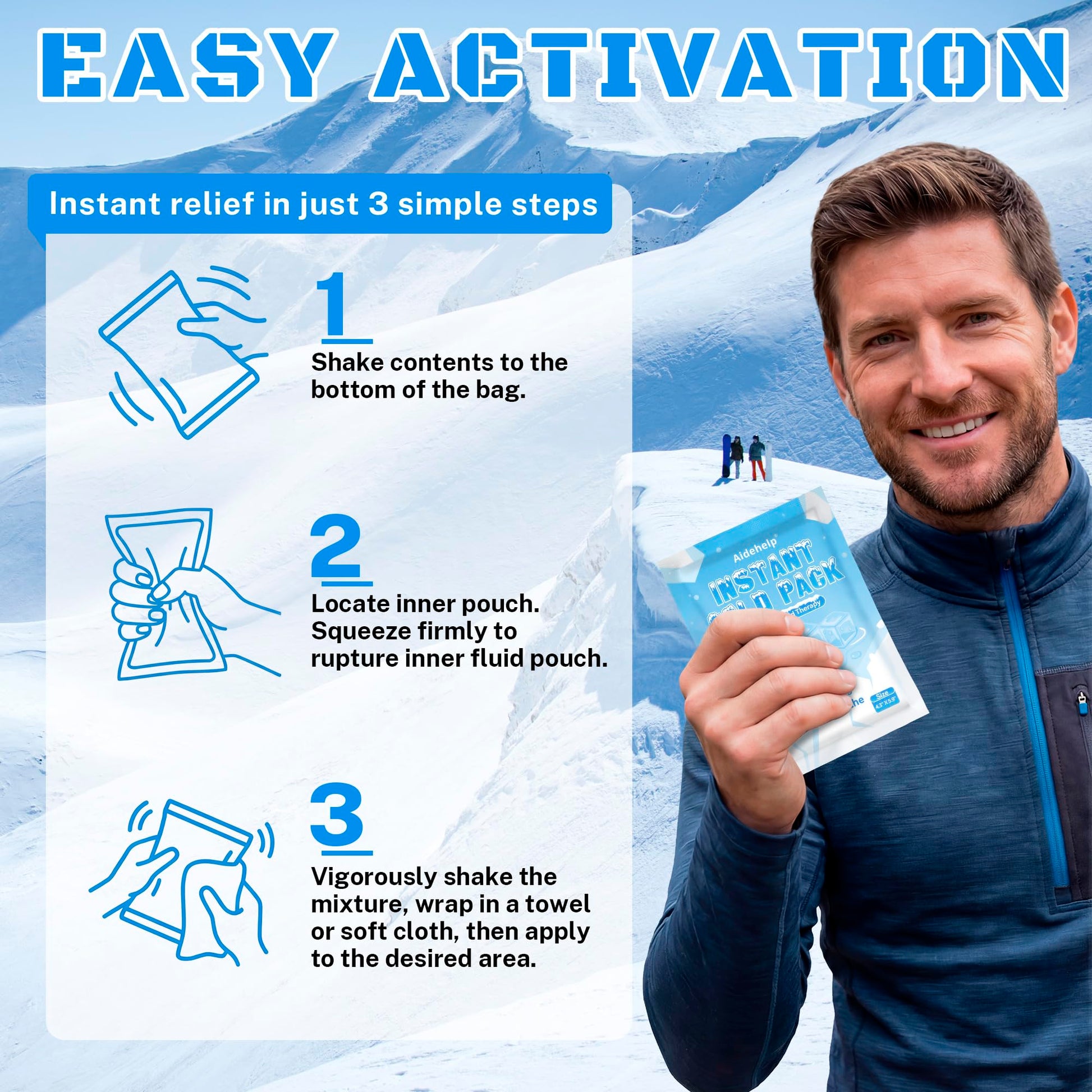8 Pack Instant Cold Packs (4.3" x 5.9") - Disposable Ice Packs for Injuries | Cold Compress Ice Pack for Pain Relief, Swelling, Inflammation, Sprains, Toothache - Cold Pack for Athletes Aidehelp buy supplements Au