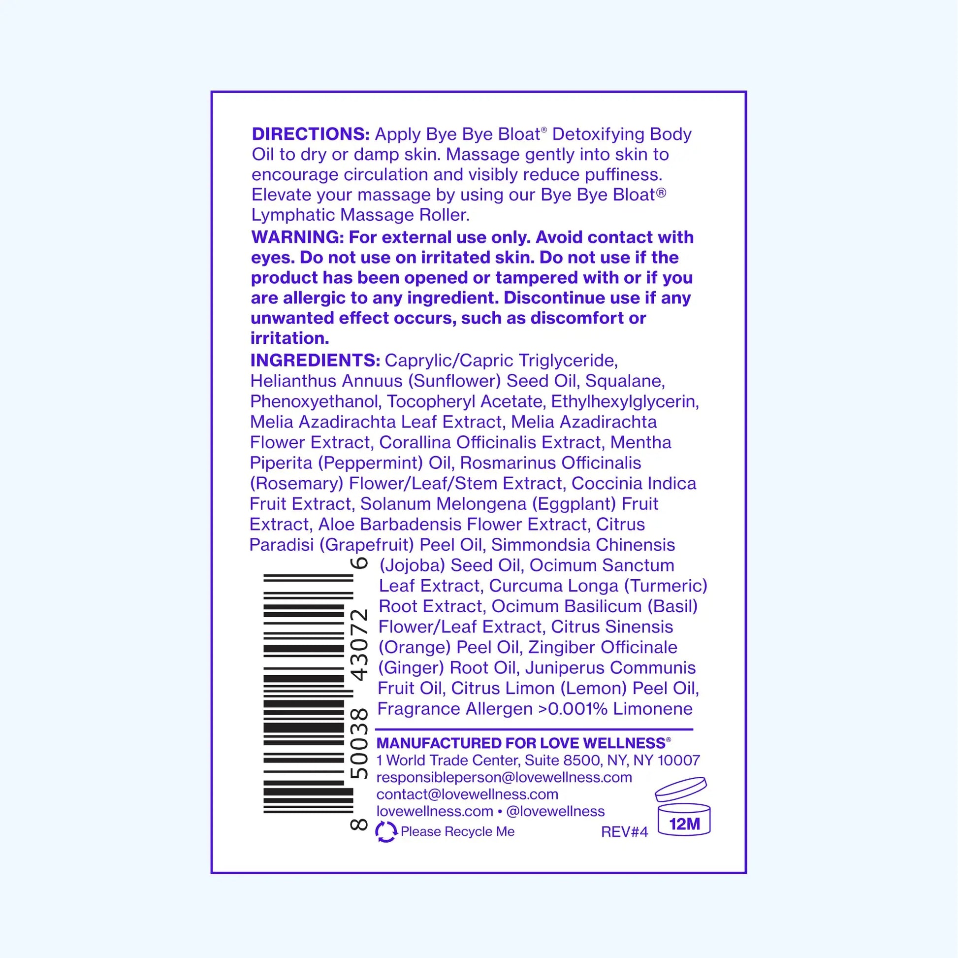 Love Wellness Bye Bye Bloat Detoxifying Body Oil | Lymphatic Drainage Oil to Hydrate, Depuff & Awaken Skin | Reduce Swelling Massage Oil for Women with Peppermint, Grapefruit & Rosemary Oil |100 mL Love Wellness Au supplements