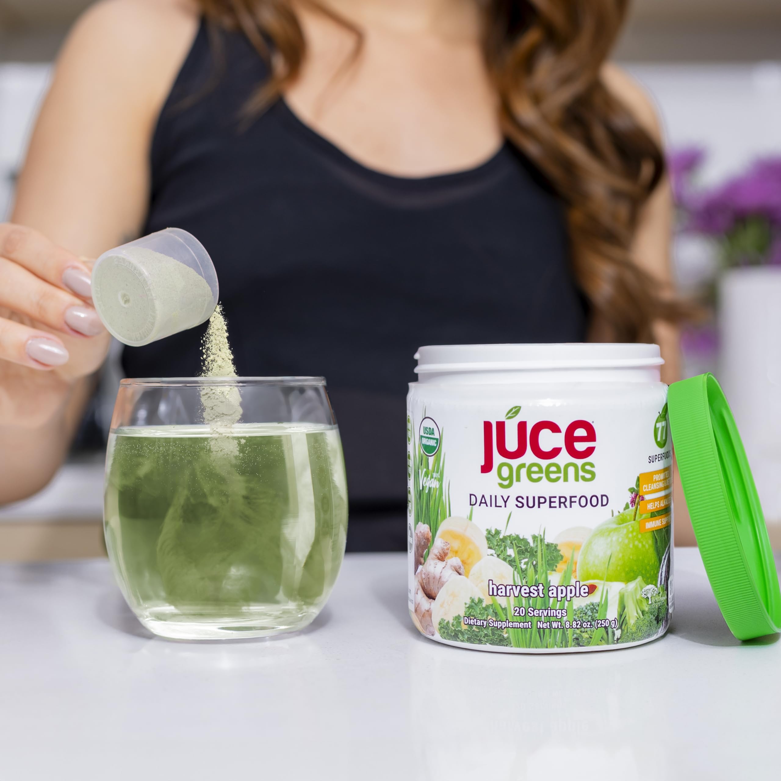 Terra Kai Organics JUCE Green Superfood Powder, Organic Fruits and Veggies Supplement W/ 77 Superfoods Plus Prebiotic Probiotic Blend, Harvest Apple Flavor - 20 Servings (250 g) Terra Kai Organics Au supplements