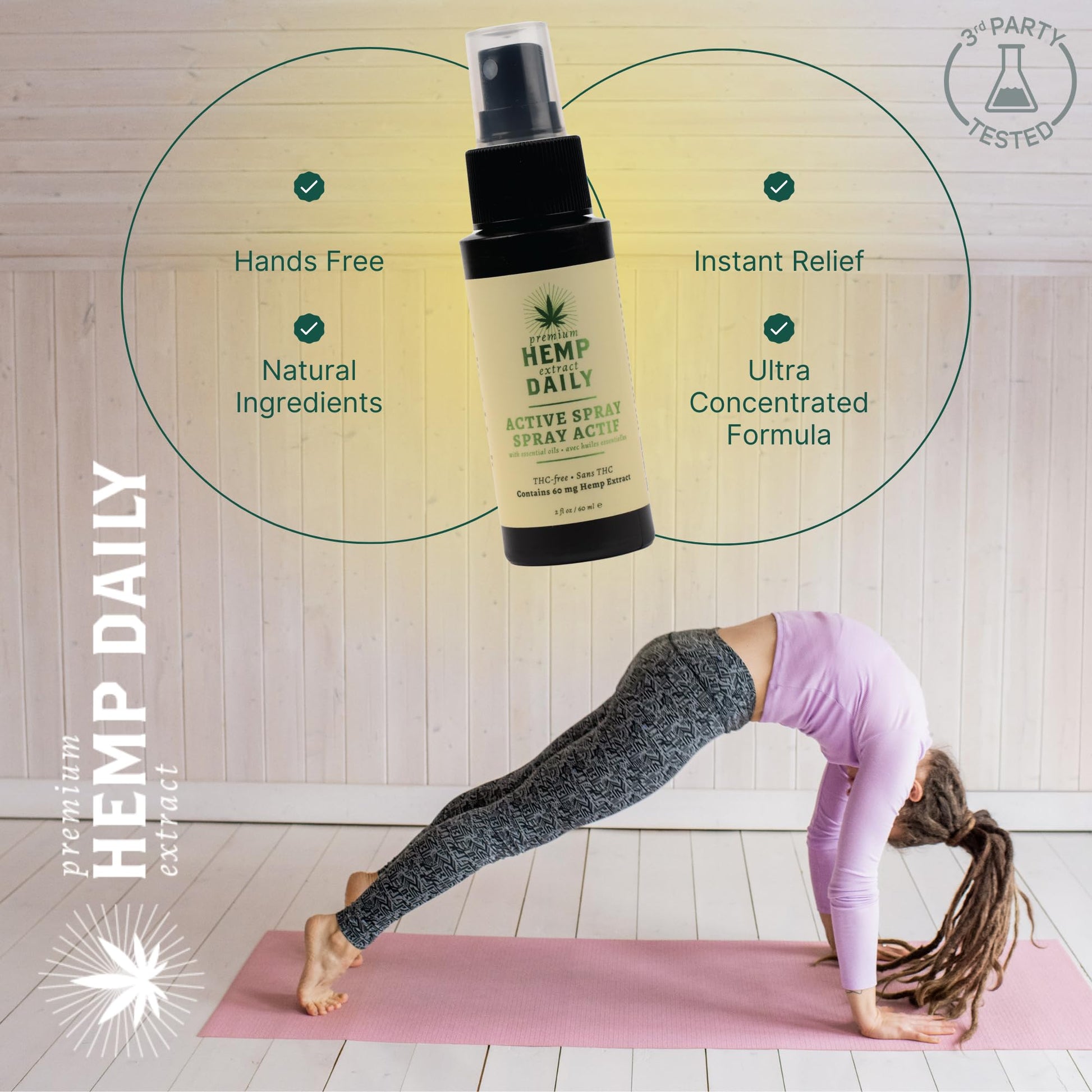 Hemp Daily Active Spray | Hemp Spray with Essential Oils | Vegan, Organic Ingredients | 2 Fluid Ounces (Original Spray, Single) Premium Hemp Extract Daily Au supplements