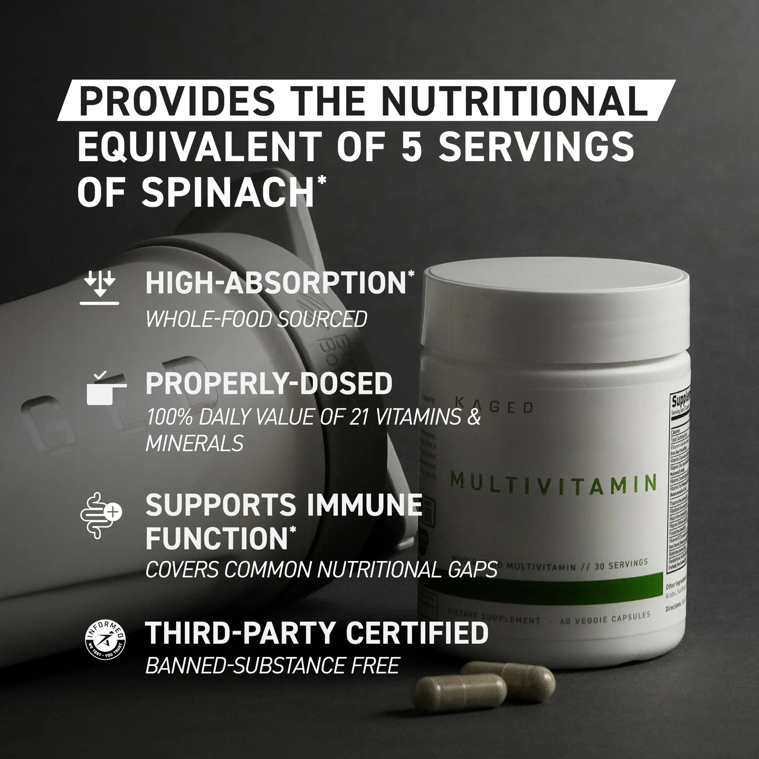 Kaged Multivitamin Capsules | Unflavored | Whole Foods Organic Fruits & Veggies | Plant Based Vegan Multivitamin Kaged Au supplements