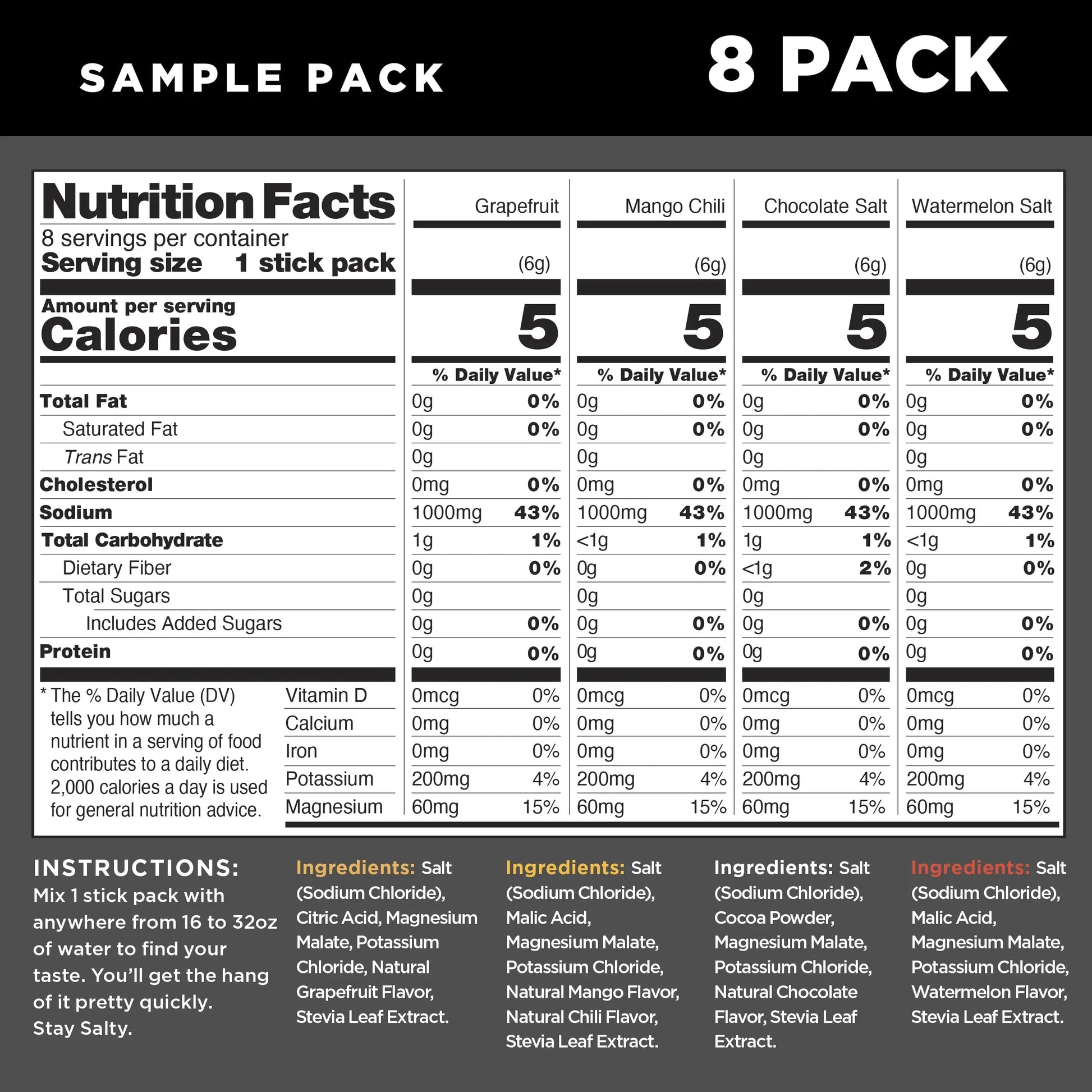 LMNT Zero Sugar Electrolytes - Sample Pack | Drink Mix | 8-Count Drink LMNT Au supplements