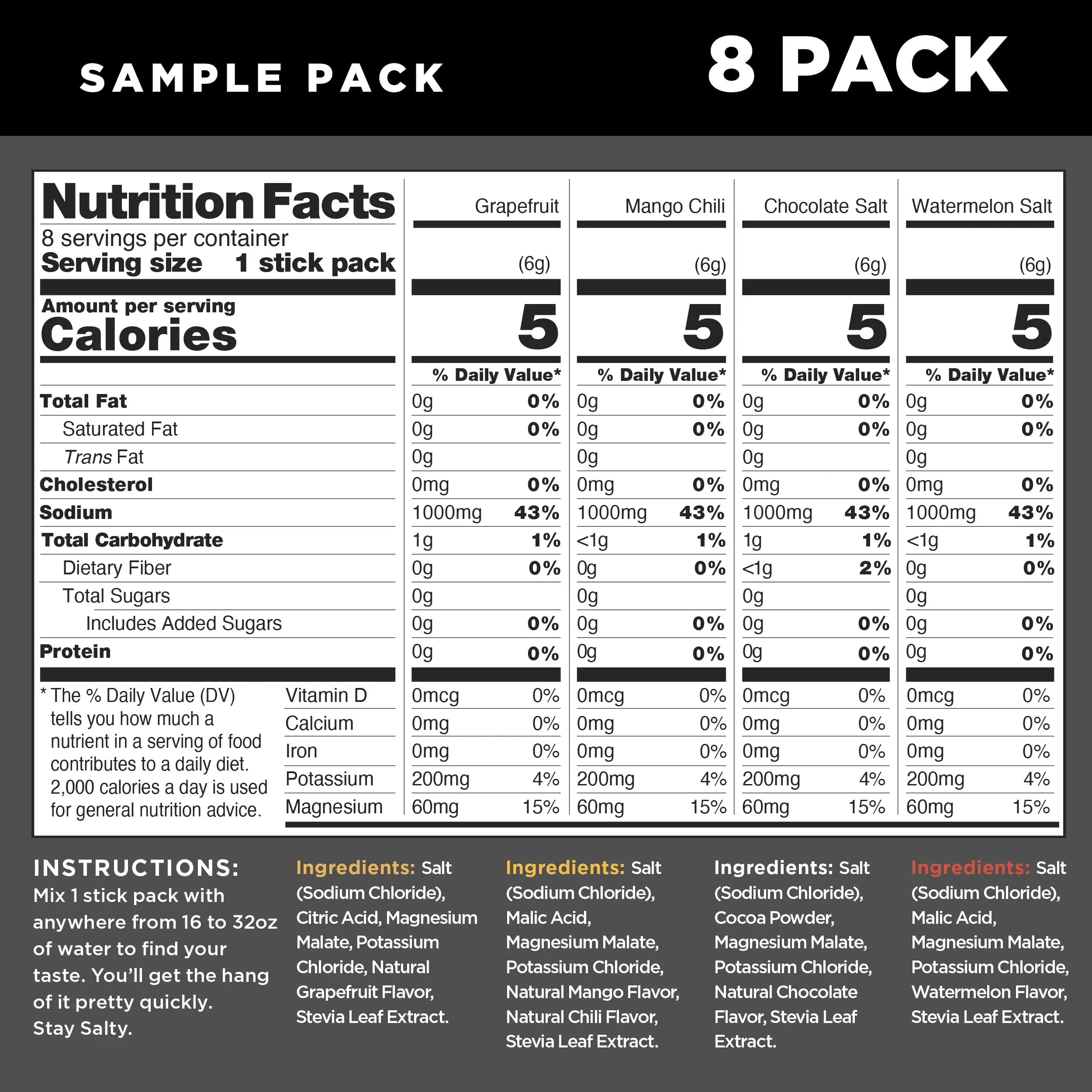 LMNT Zero Sugar Electrolytes - Sample Pack | Drink Mix | 8-Count Drink LMNT Au supplements