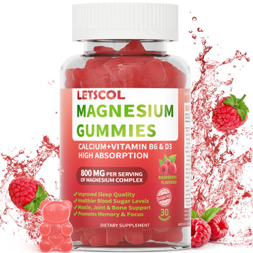 LETSCOL Magnesium Glycinate Gummies 800mg Per Serving, Sugar Free Magnesium Supplement with Magnesium Malate, Calcium, Vitamin D3, B6, CoQ10 for Calm Support & Zzz for Adults Kids LETSCOL Au supplements
