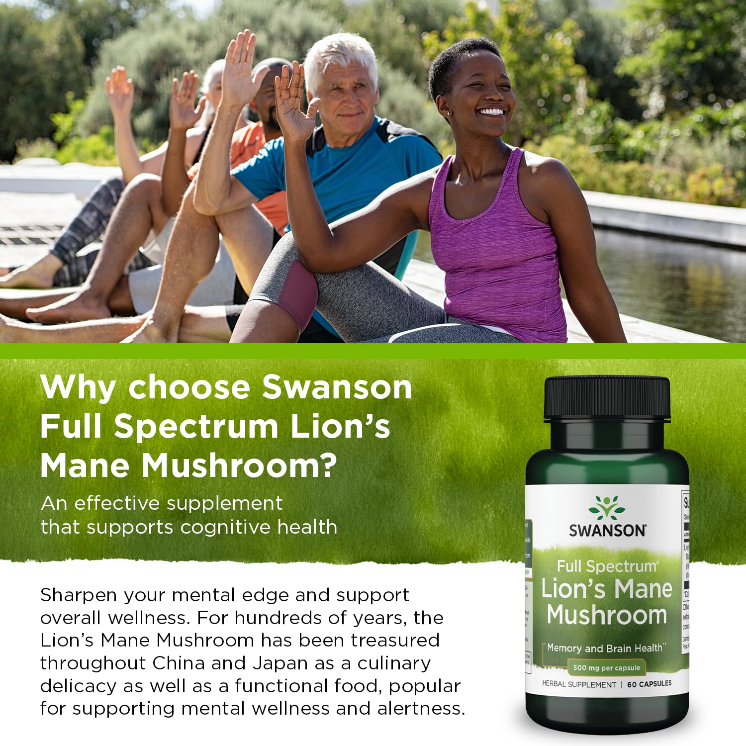 Swanson Lion's Mane Mushroom Capsules - 500 mg Each, 60 Capsules Swanson Au supplements