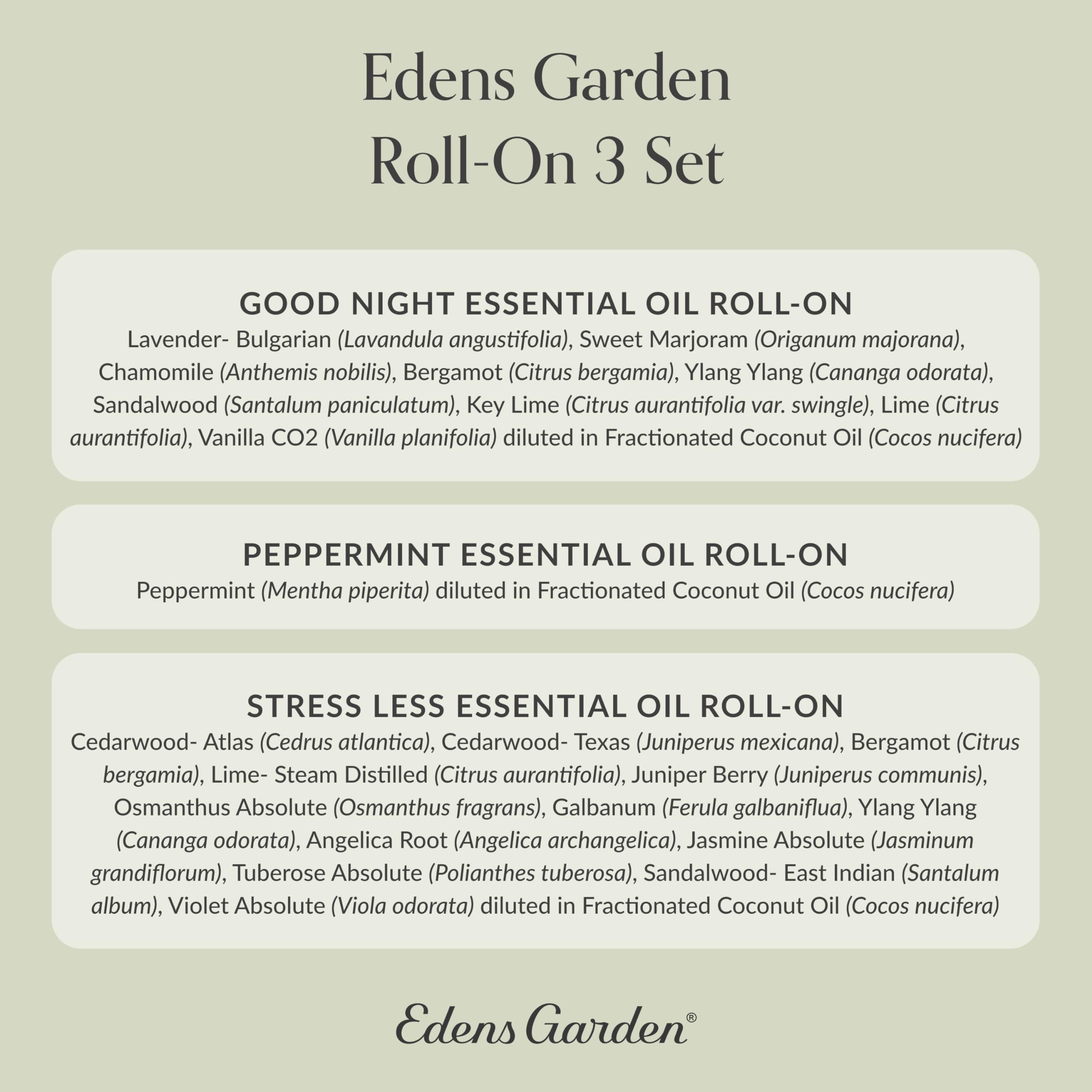 Edens Garden Essential Oil Roll-On Set (Good Night, Peppermint, Stress Less)- Aromatherapy Roller Edens Garden Au supplements