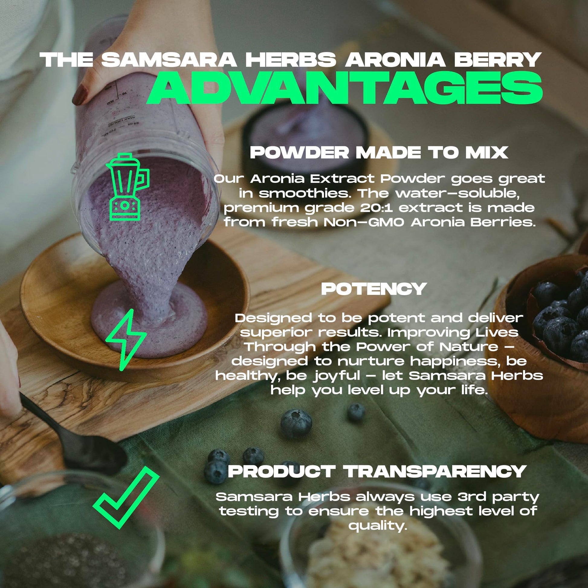 Samsara Herbs Aronia Berry 20:1 Extract Powder (16oz/454g) - Antioxidant, Flavonoids and Polyphenols Supplement - High ORAC - Native American Berry - Improved Wellbeing Samsara Herbs Au supplements