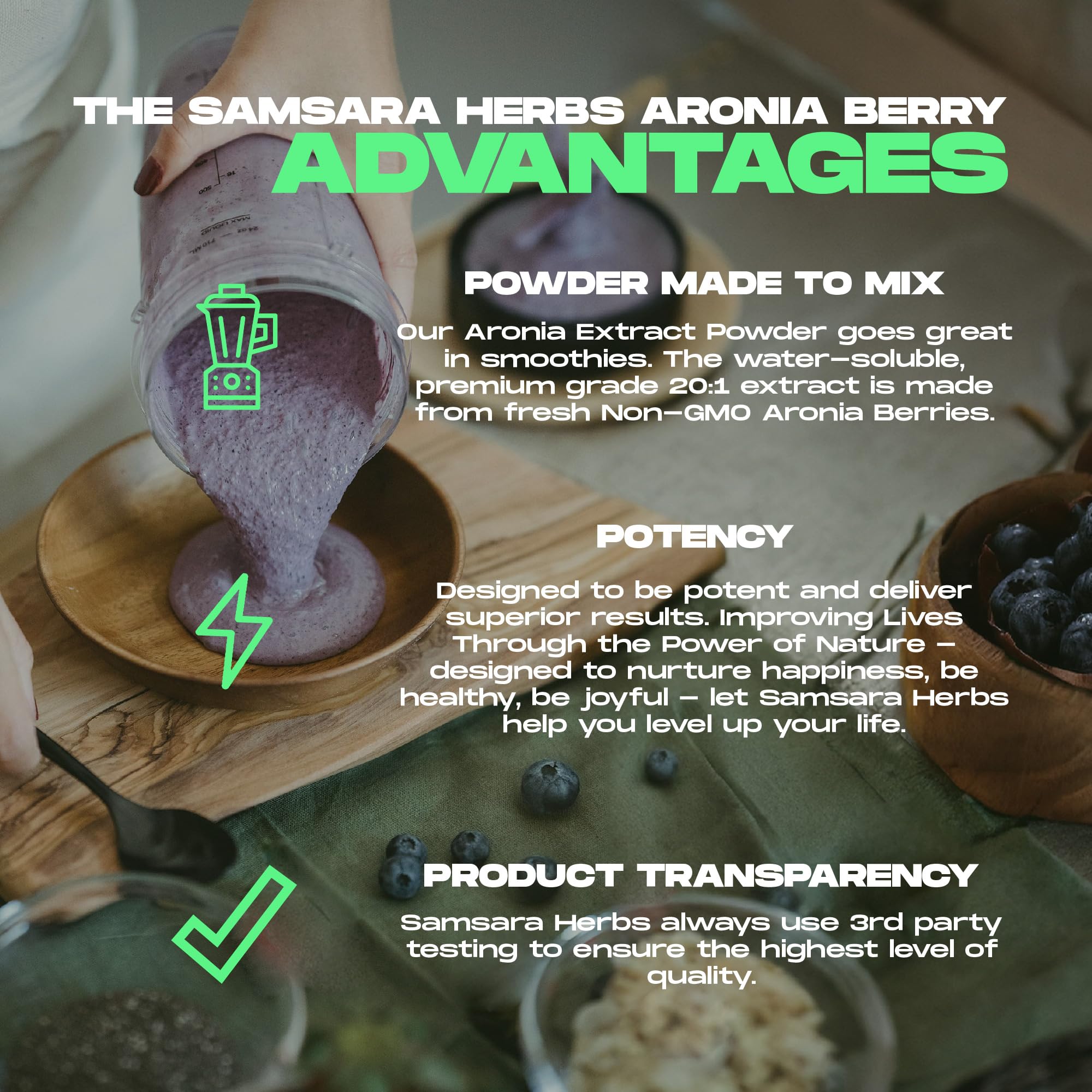 Samsara Herbs Aronia Berry 20:1 Extract Powder (16oz/454g) - Antioxidant, Flavonoids and Polyphenols Supplement - High ORAC - Native American Berry - Improved Wellbeing Samsara Herbs Au supplements