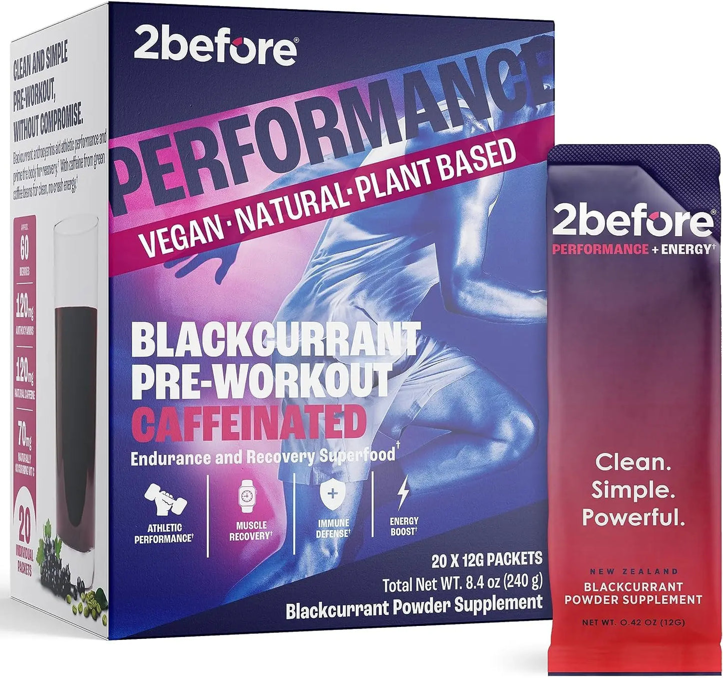 2before All Natural Vegan Pre Workout, with 120mg Caffeine I Clean Energy, Endurance 2beforeAU supplements