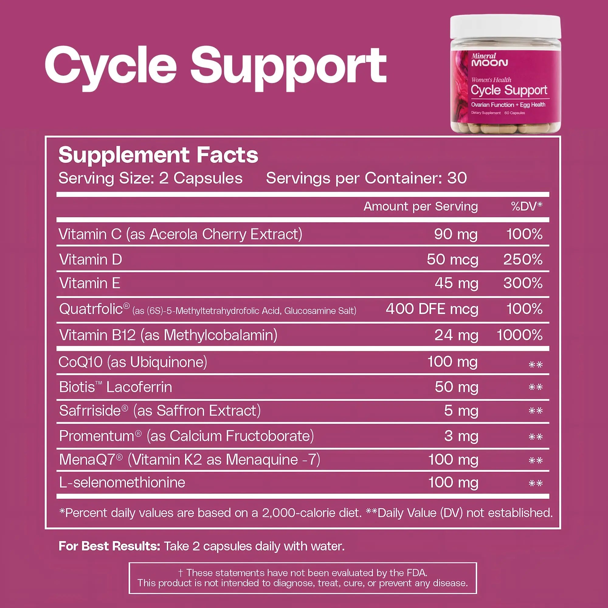 Mineral Moon Hormonal Support Bundle - Menstrual Supplement + Cycle Support - Aid Ovulation, Hormonal Balance & PMS Support - Reduce Period Cramps & Fatigue - Antioxidant Ovarian Support Vitamins Mineral Moon Au supplements
