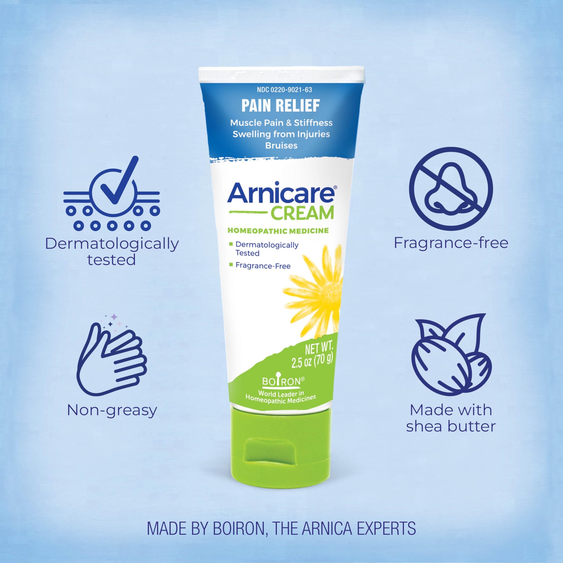Boiron Arnicare Cream for Joint Pain, Muscle Pain, Swelling, Soreness, Stiffness, and Bruises - Fast Absorbing and Fragrance-Free - 2.5 oz Boiron Au supplements