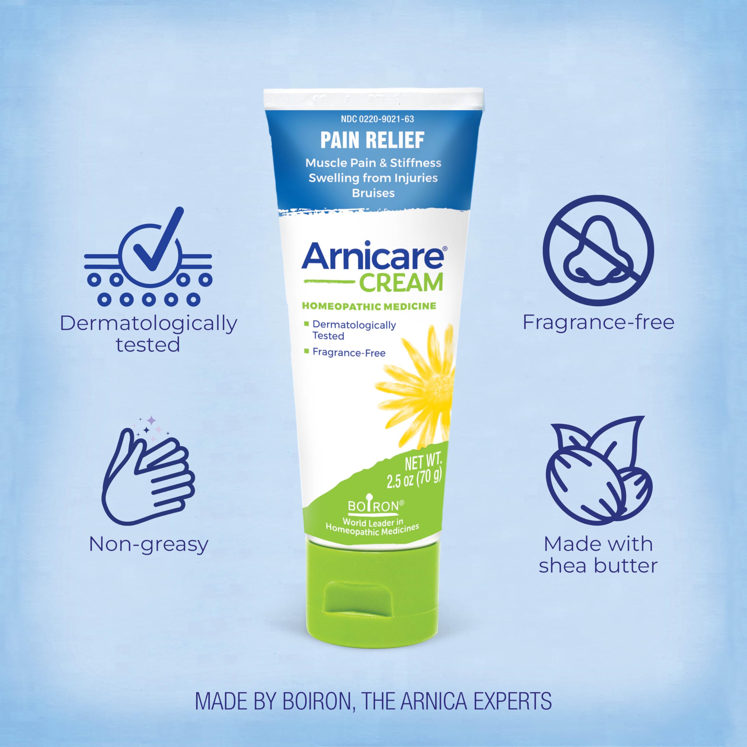 Boiron Arnicare Cream for Joint Pain, Muscle Pain, Swelling, Soreness, Stiffness, and Bruises - Fast Absorbing and Fragrance-Free - 2.5 oz Boiron Au supplements