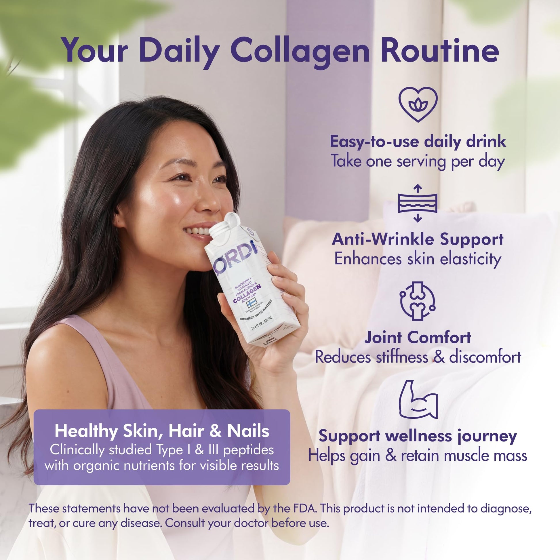 Nordic Liquid Collagen Peptide Drink, Organic Birch Sap, Wild blueberry + Vitamin C, Made in Finland - 10g Clinically Studied Grass Fed Collagen Peptides for Skin Hair Nails & Joint Support, with Silica, BPA-Free Beverage (12 Pack) Nordic Tree Water Au supplements