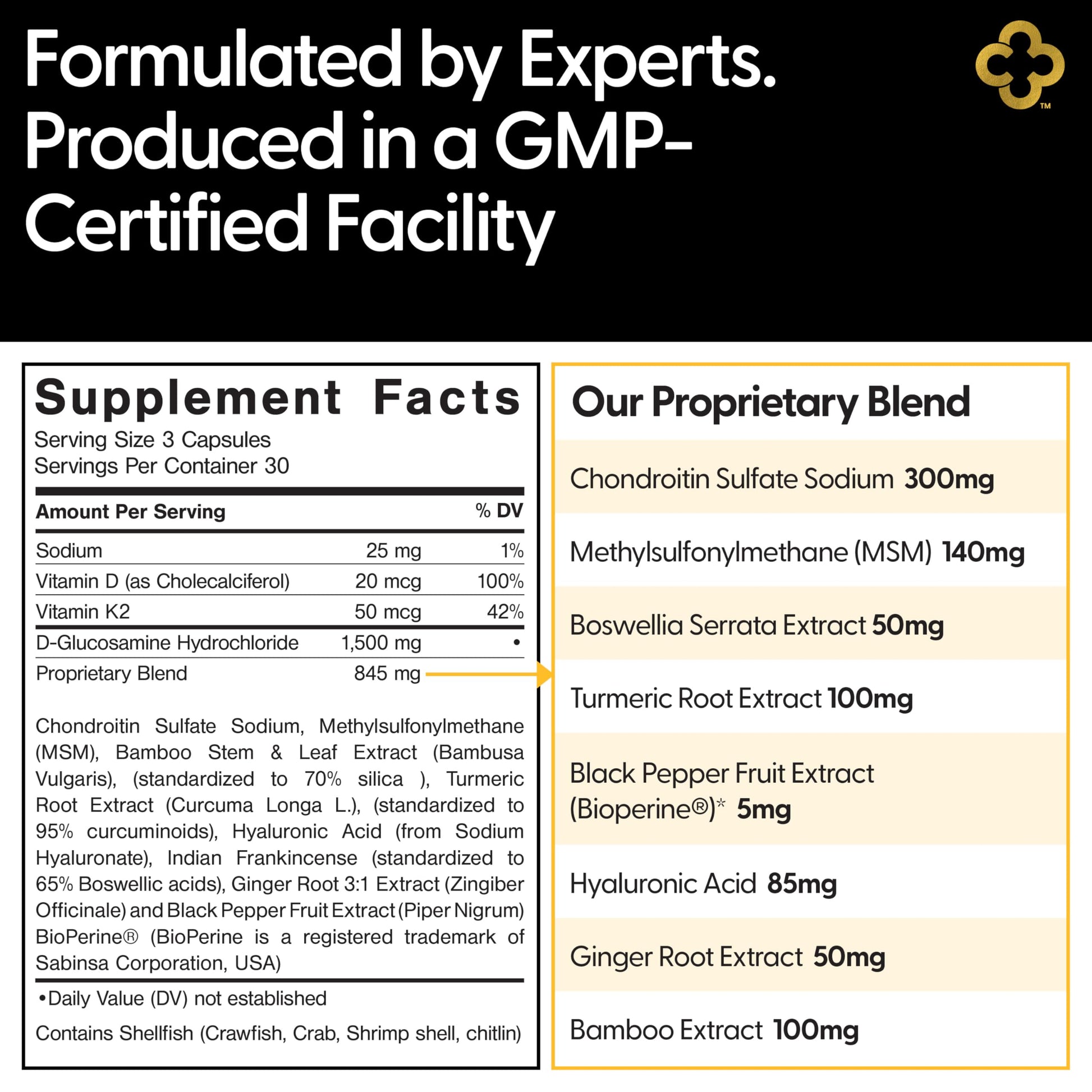 Campio Glucosamine Chondroitin MSM All-in-One Joint Support Supplement Turmeric, Hyaluronic Acid, Boswellia, Ginger Root, Bamboo, BioPerine, Black Pepper, Supports Joint Health & Flexibility 90 Count Campio Au supplements